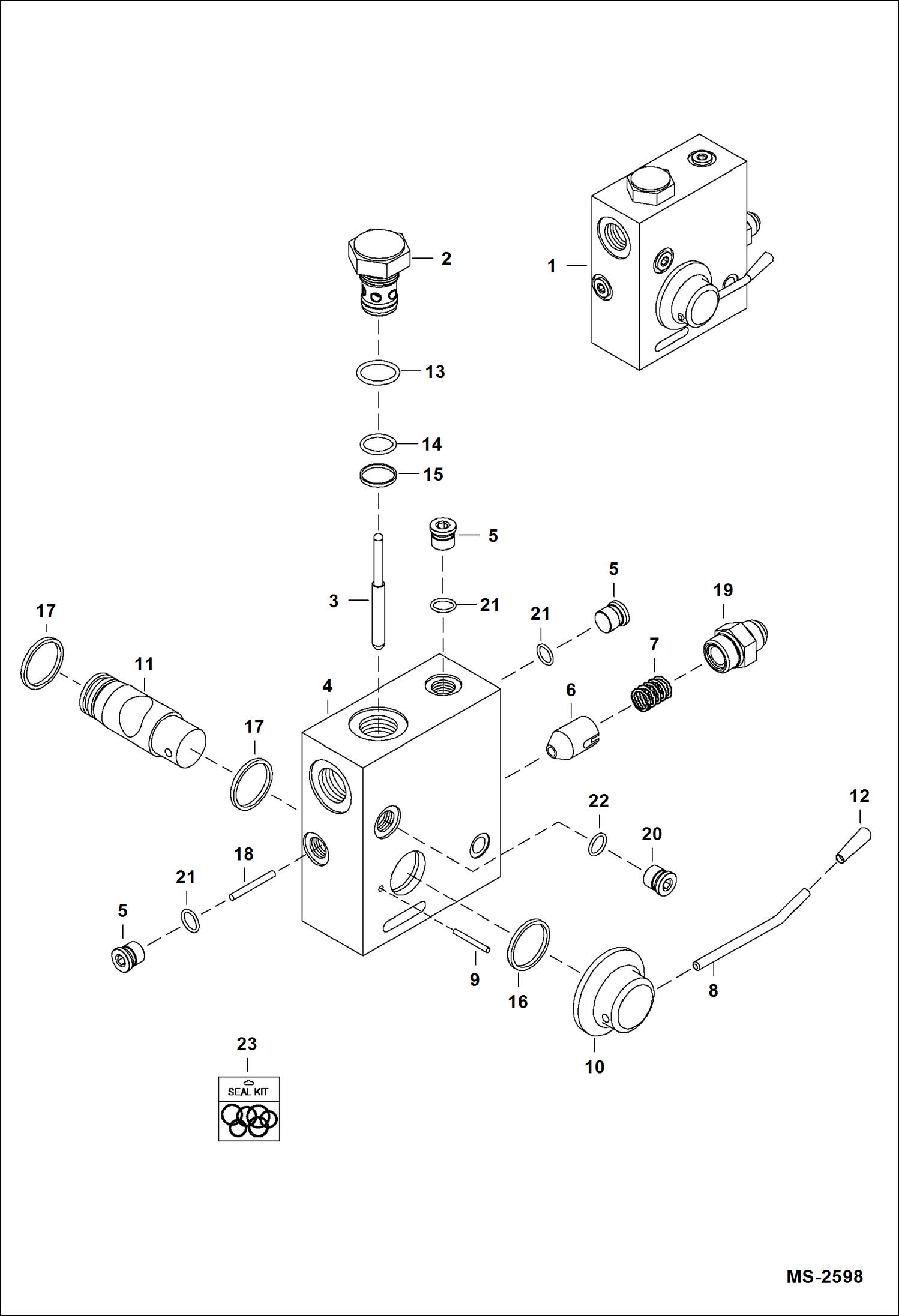 Схема запчастей Bobcat RIDE CONTROL KITS - RIDE CONTROL KIT (Valve Assembly) (S/N 3389-3850) Loader