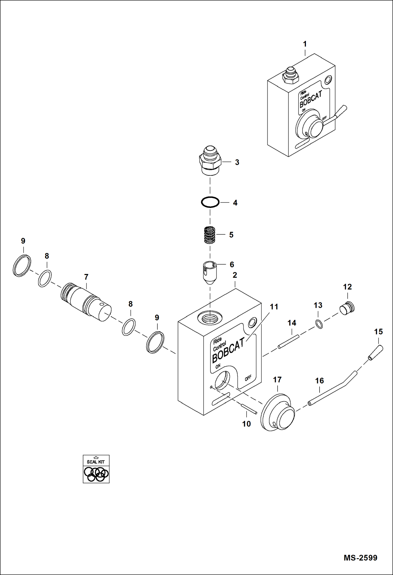 Схема запчастей Bobcat RIDE CONTROL KITS - RIDE CONTROL KIT (Valve Assembly) (S/N 3850 & Above) Loader