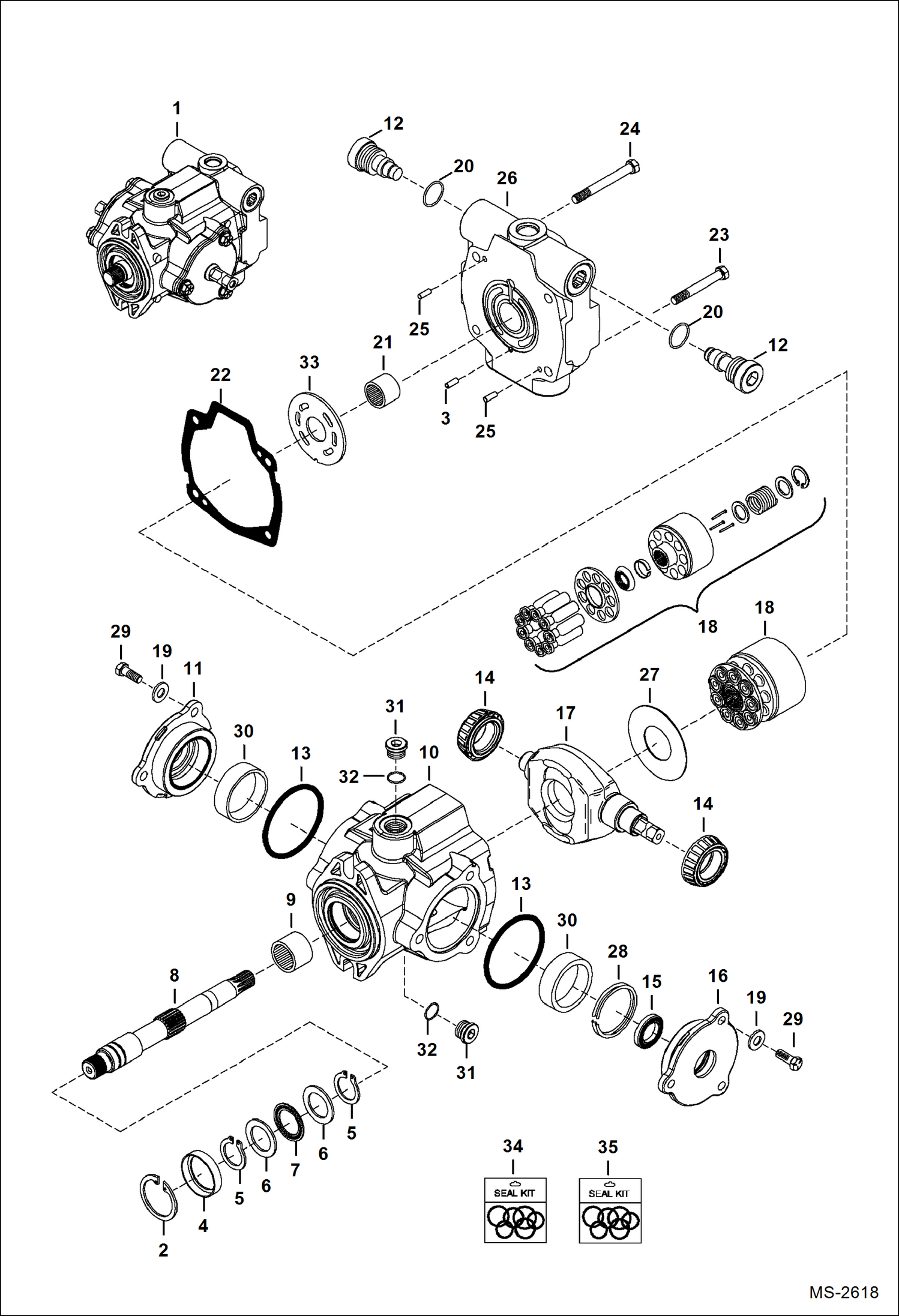 Схема запчастей Bobcat S-Series - HYDROSTATIC PUMP (Gear Pump End) HYDROSTATIC SYSTEM