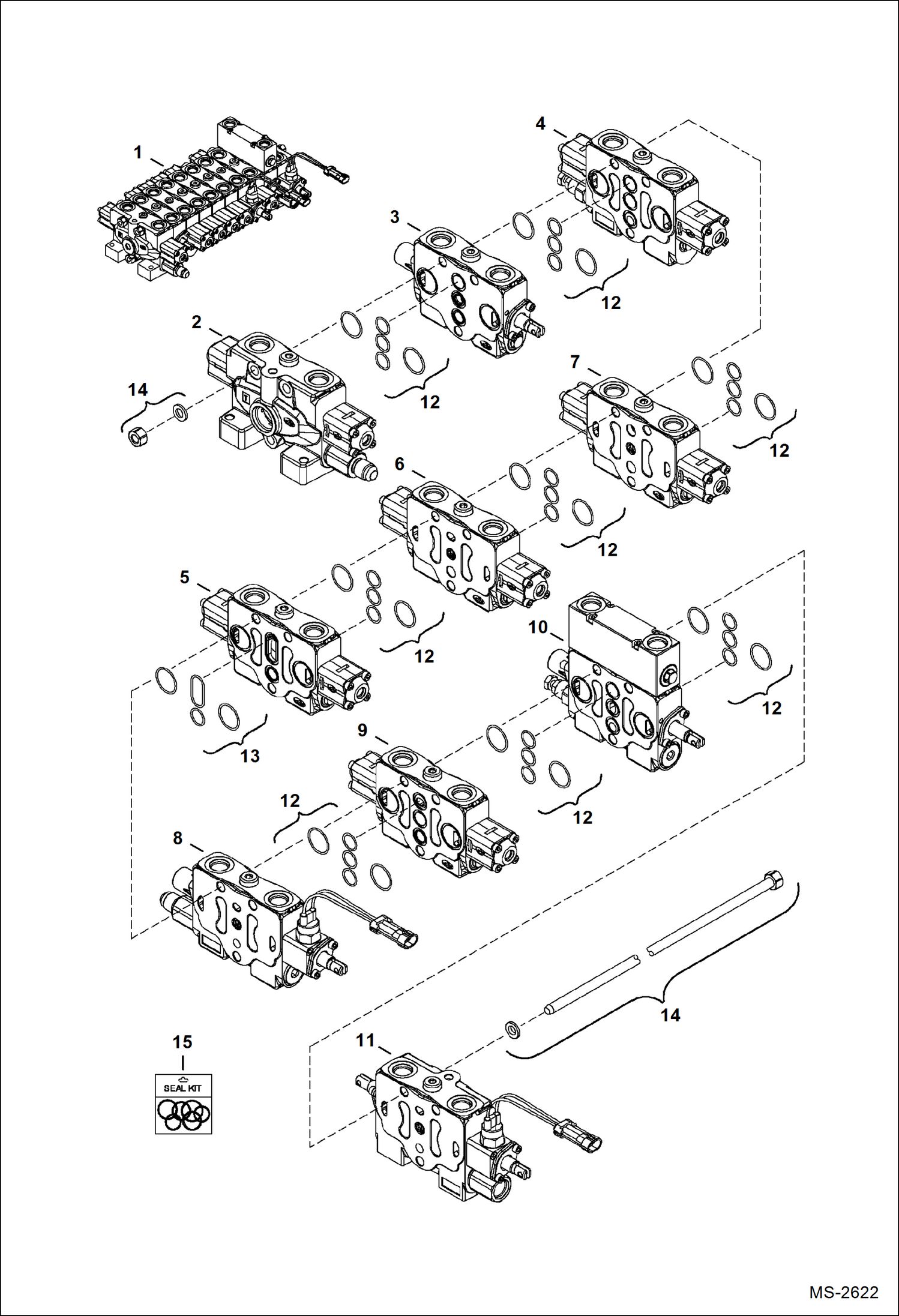 Схема запчастей Bobcat 325 - CONTROL VALVE (S/N 232312387, 232412118-12127 & 12130 & Above) HYDRAULIC SYSTEM