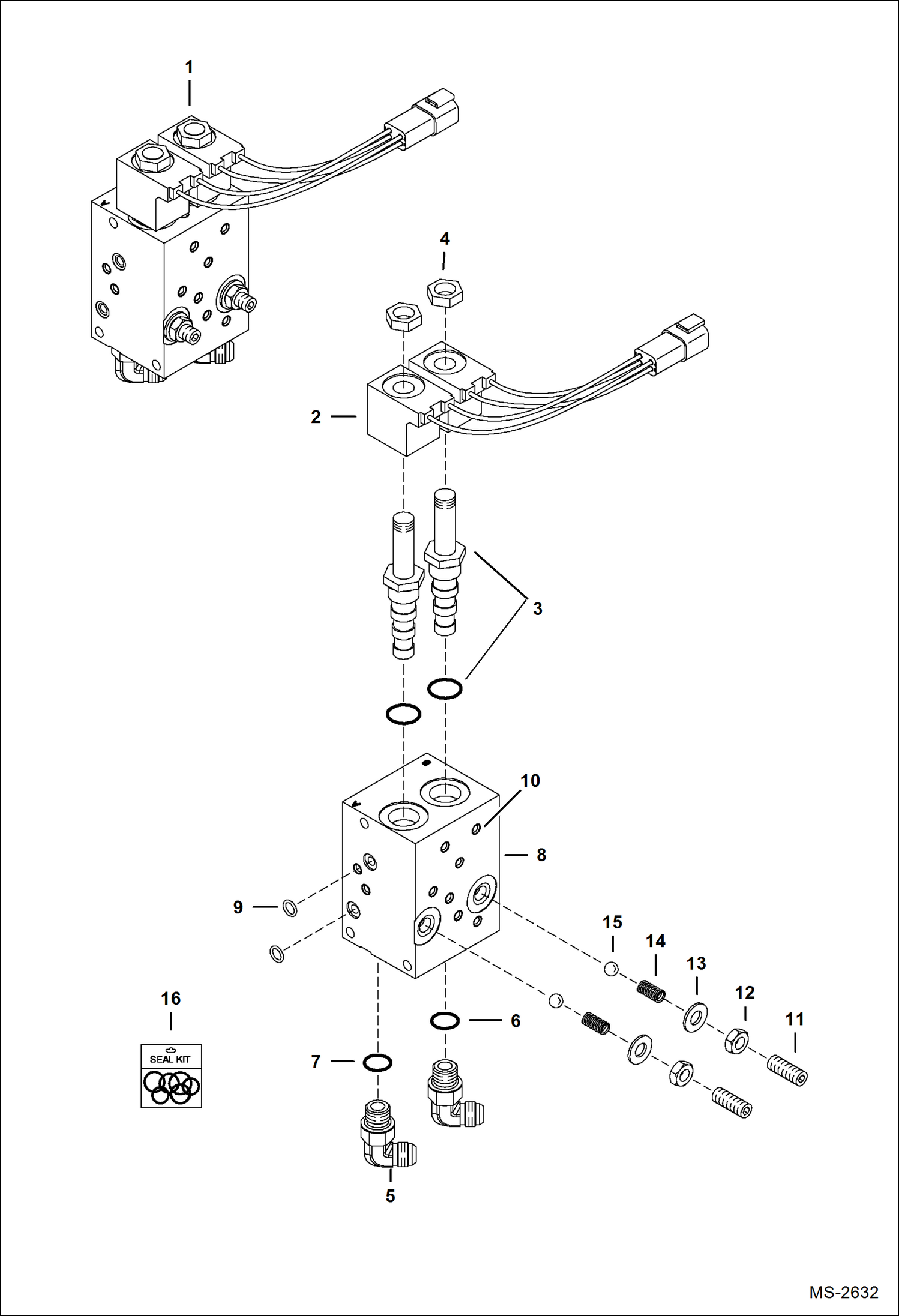 Схема запчастей Bobcat 2300 - AUXILLIARY HYDRAULIC VALVE UNIT HYDRAULICS