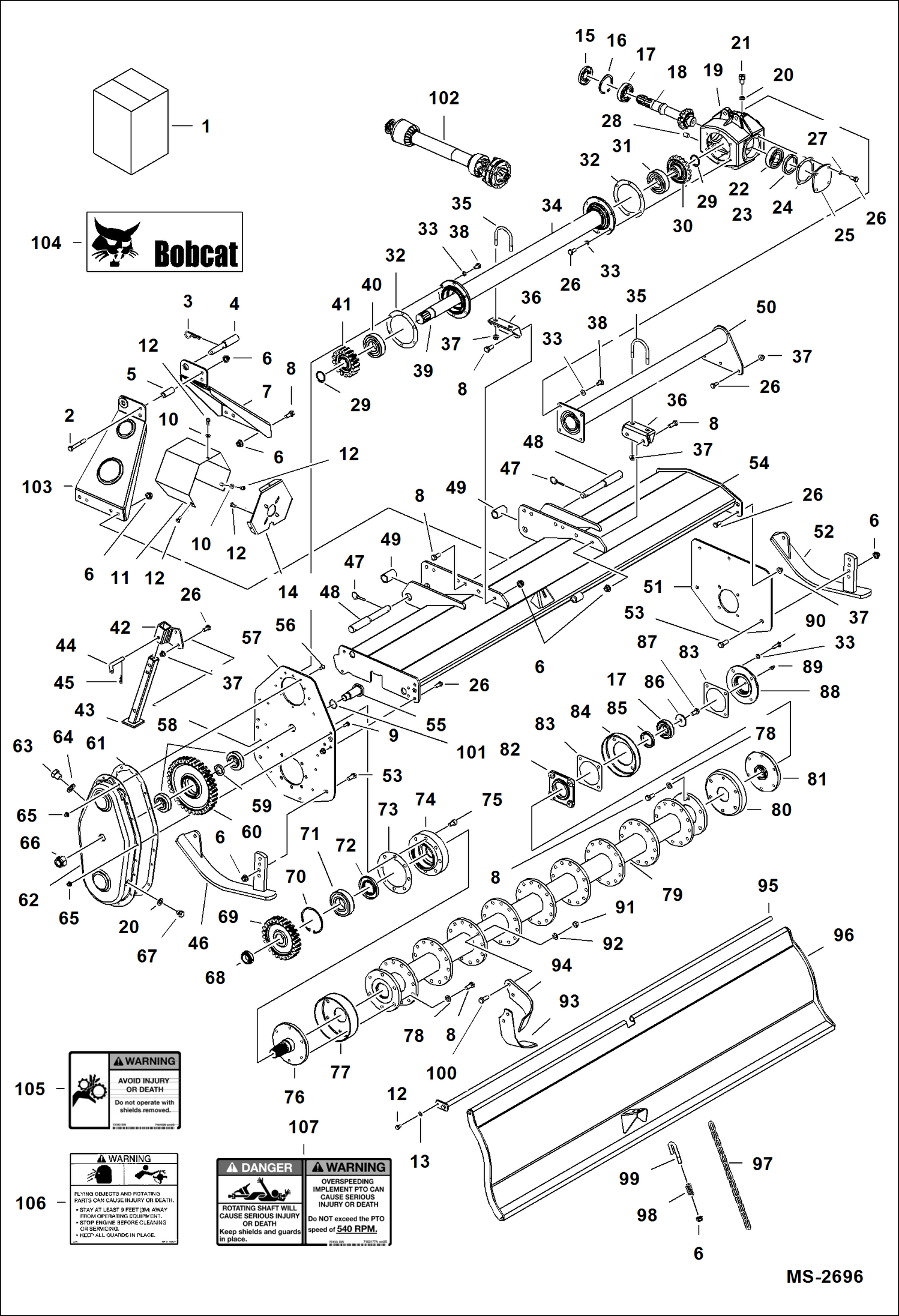 Схема запчастей Bobcat TILLER - TILLER (3TIL74 ADL4) Компактные тракторы