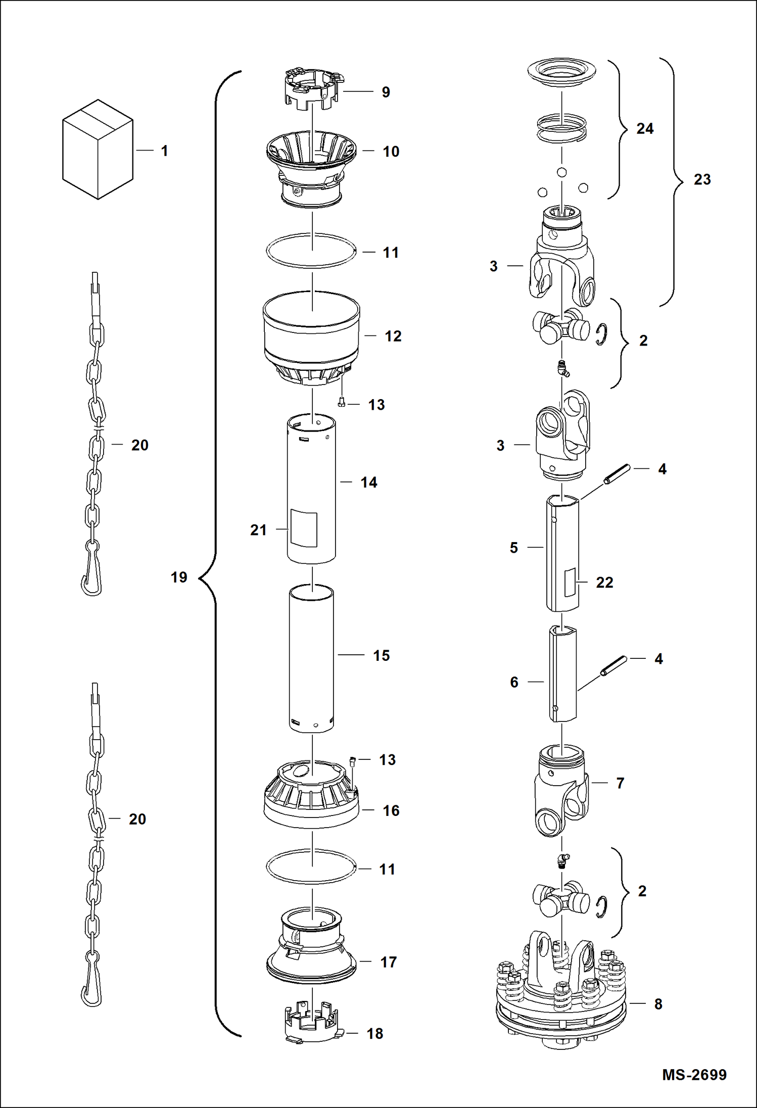 Схема запчастей Bobcat TILLER - TILLER (PTO Shaft) (3TIL48 ADL7) (3TIL60 ADKY) Компактные тракторы