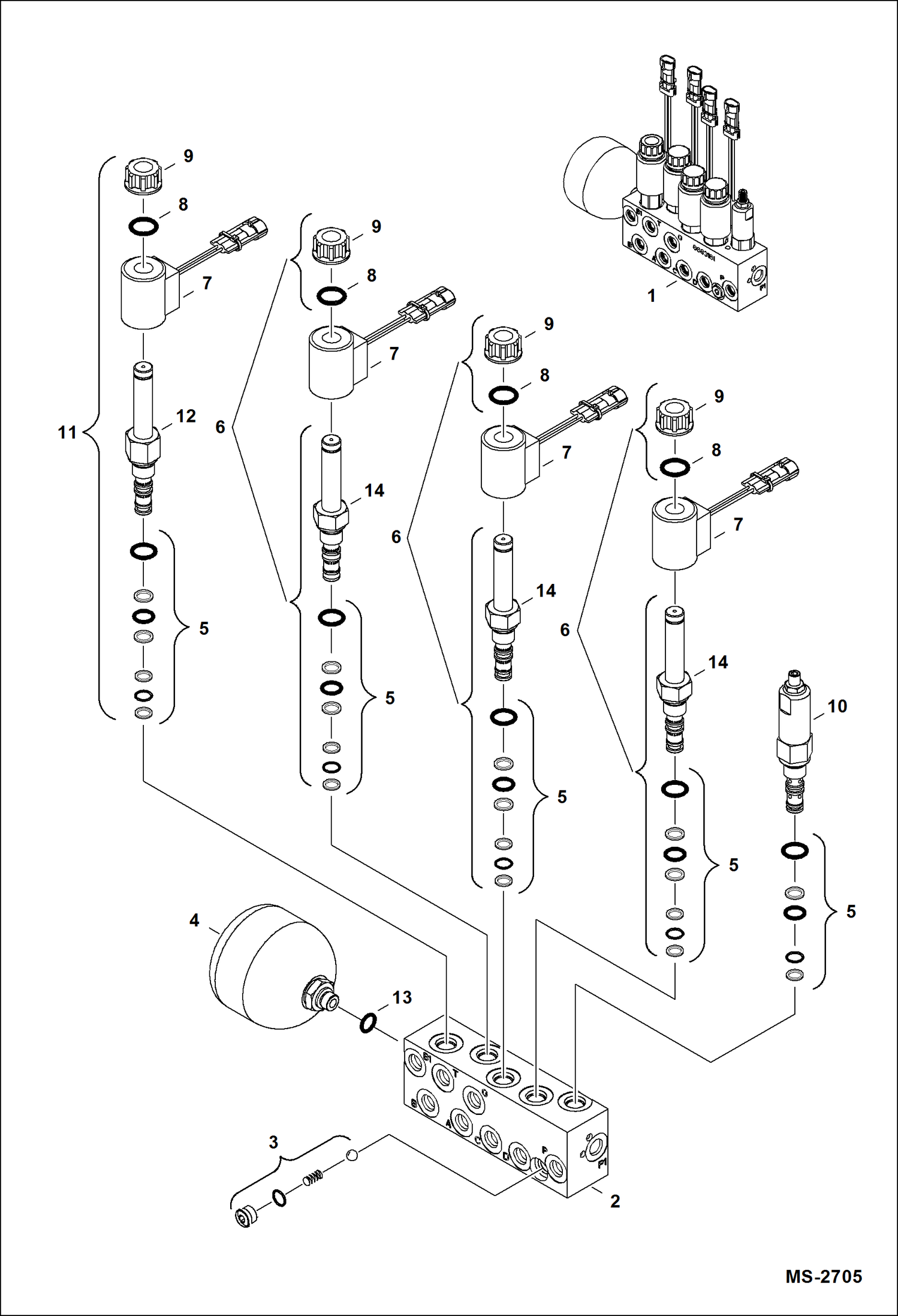 Схема запчастей Bobcat 337 - MANIFOLD ASSY (W/ Angle Blade Option) HYDRAULIC SYSTEM