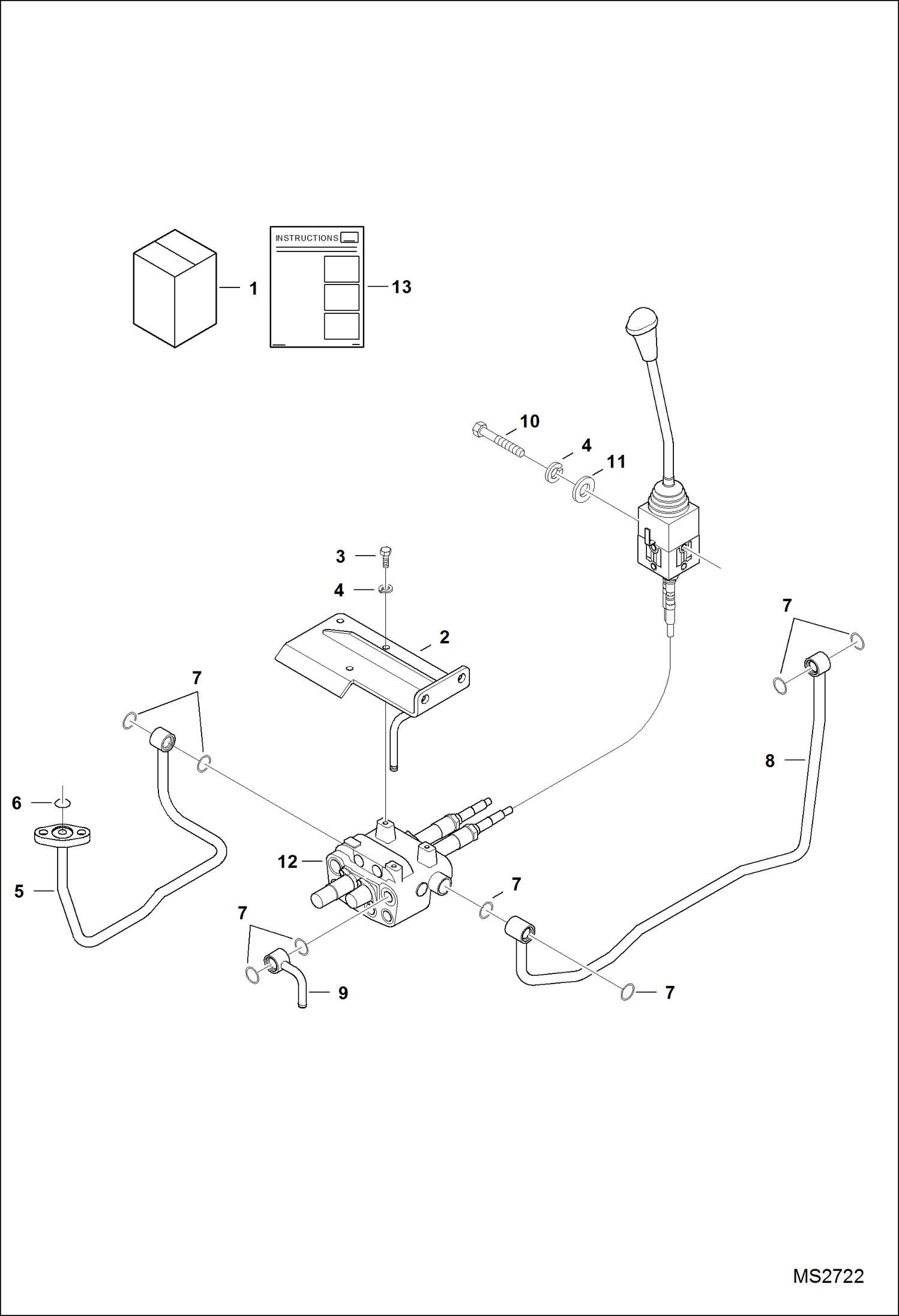 Схема запчастей Bobcat CT335 - JOYSTICK VALVE KIT ACCESSORIES & OPTIONS