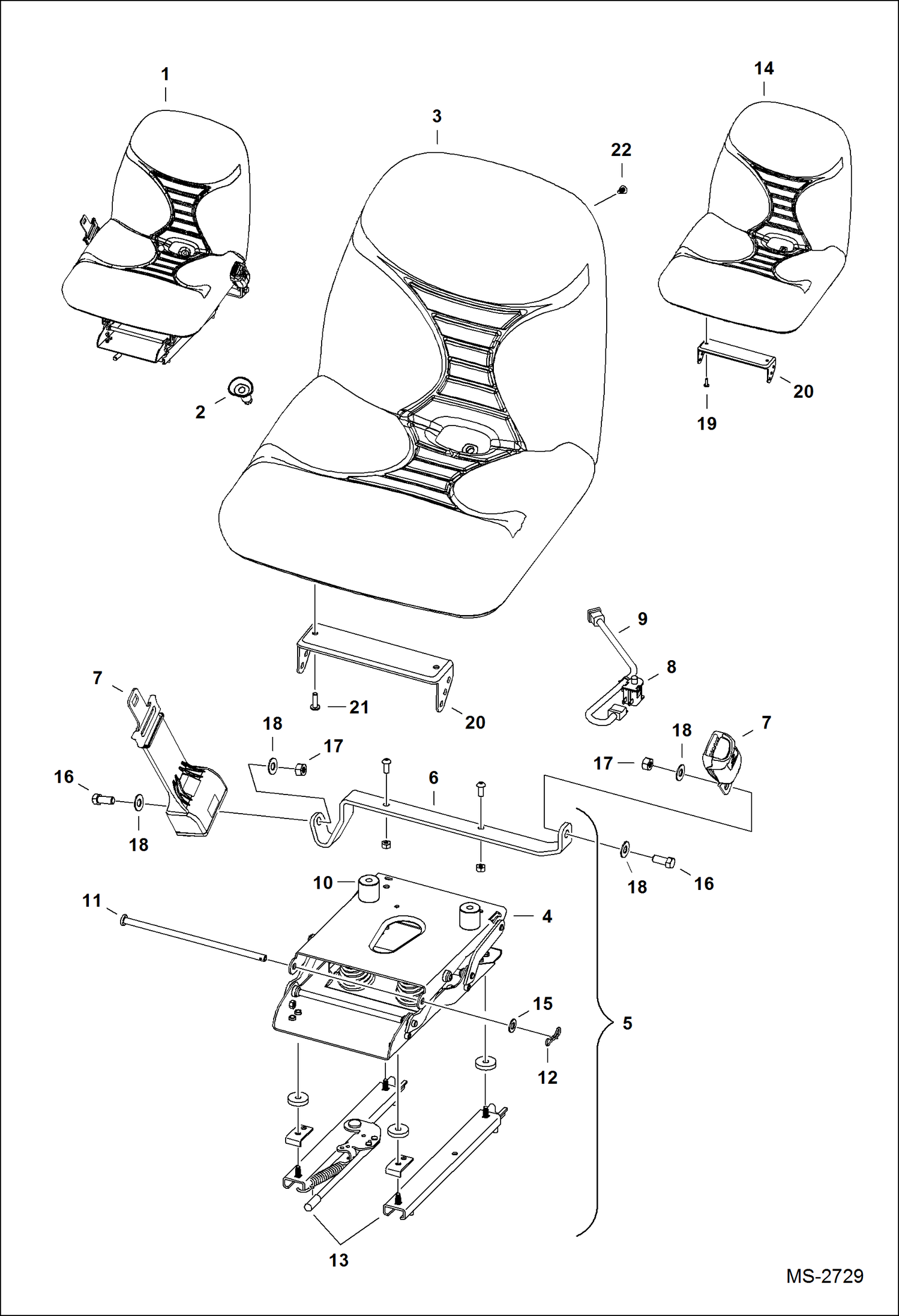 Схема запчастей Bobcat CT120 - OPERATOR SEAT (Suspension) MAIN FRAME