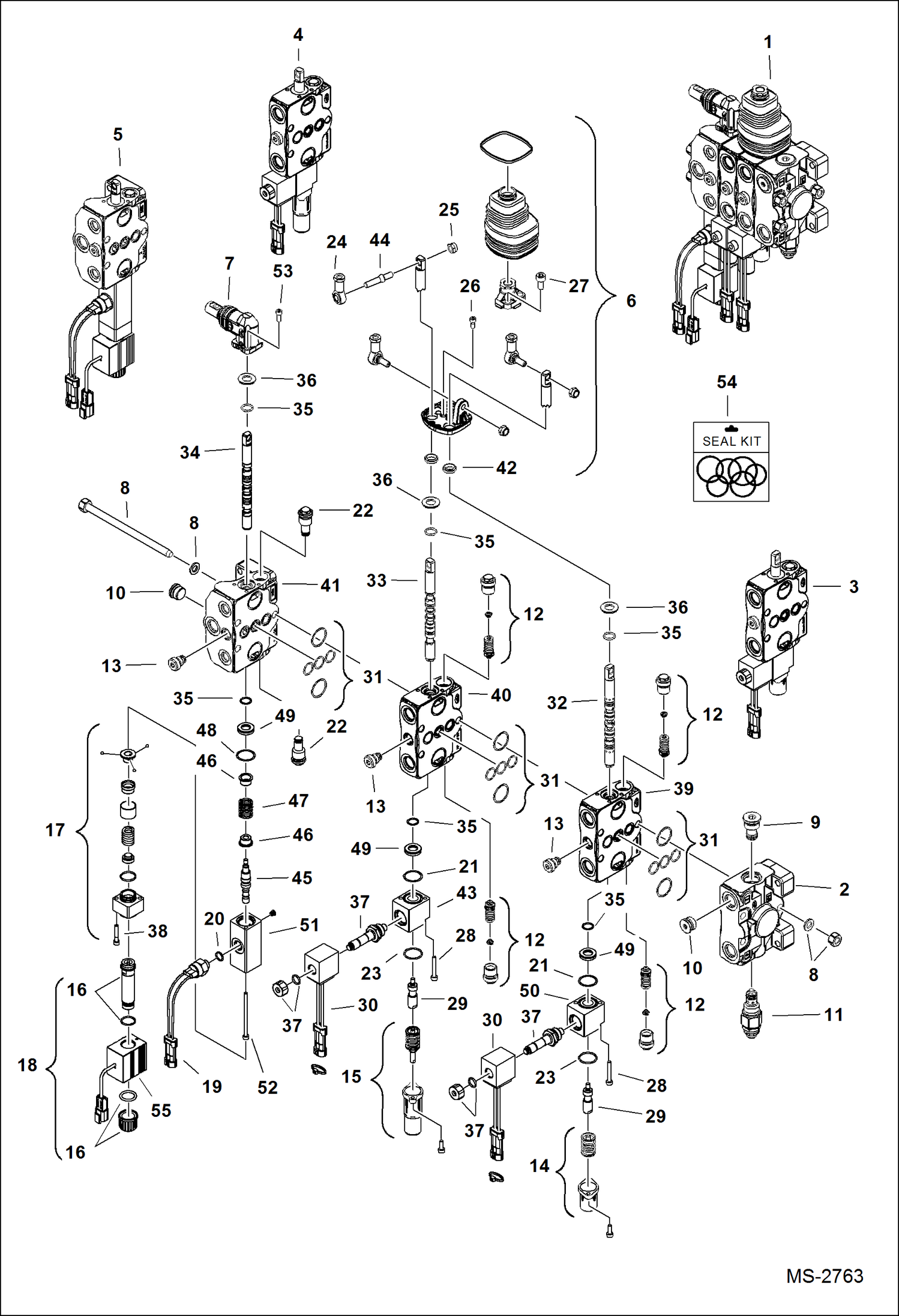 Схема запчастей Bobcat Mini Tracks Loaders - WORK VALVE HYDRAULIC SYSTEM