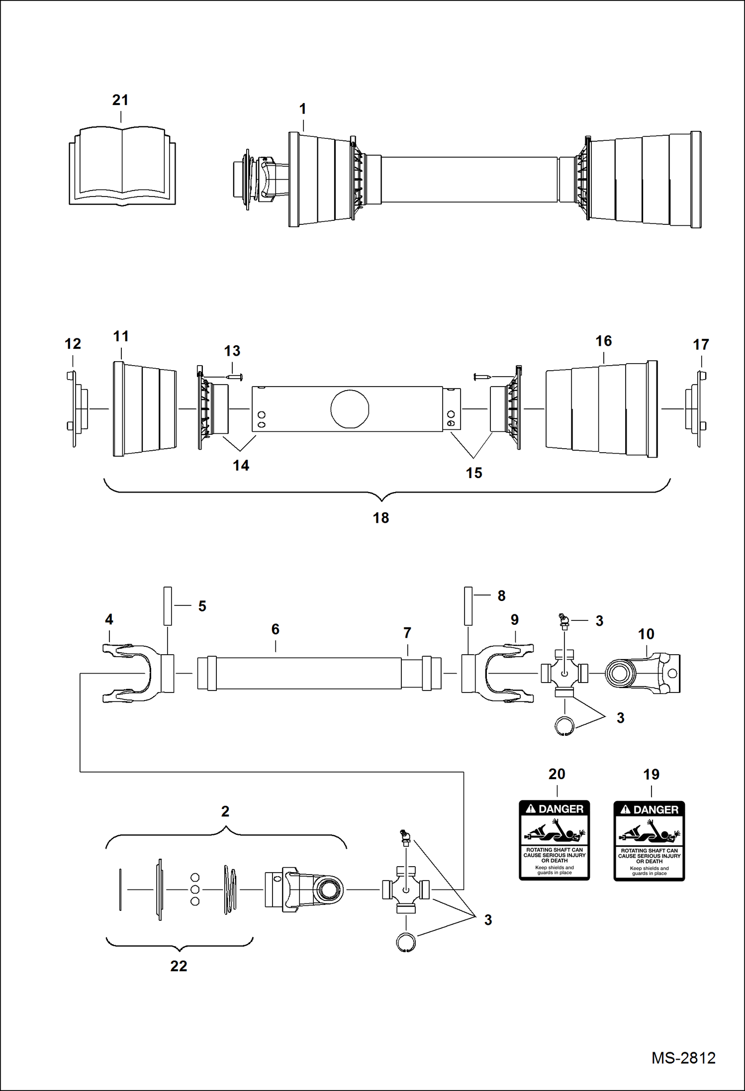 Схема запчастей Bobcat ROTARY CUTTER - ROTARY CUTTER (PTO Shaft) (3RC60 A7RR) (3RC70 A7RS) Компактные тракторы