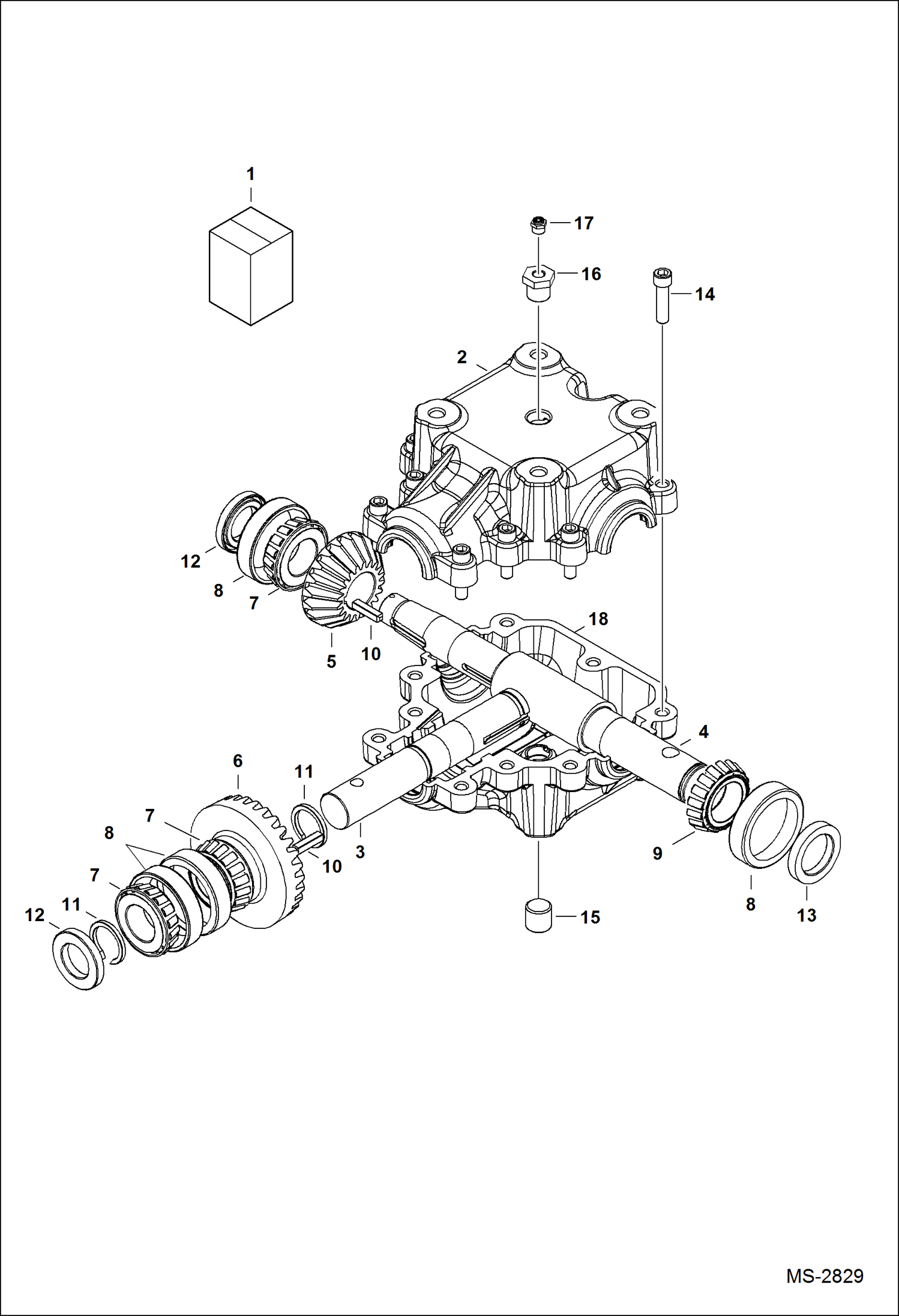 Схема запчастей Bobcat SNOWBLOWER - SNOWBLOWER (Gearbox) 3SB54 ABCW) (3SB66 ABCU) (3SB72 AB4K) Компактные тракторы