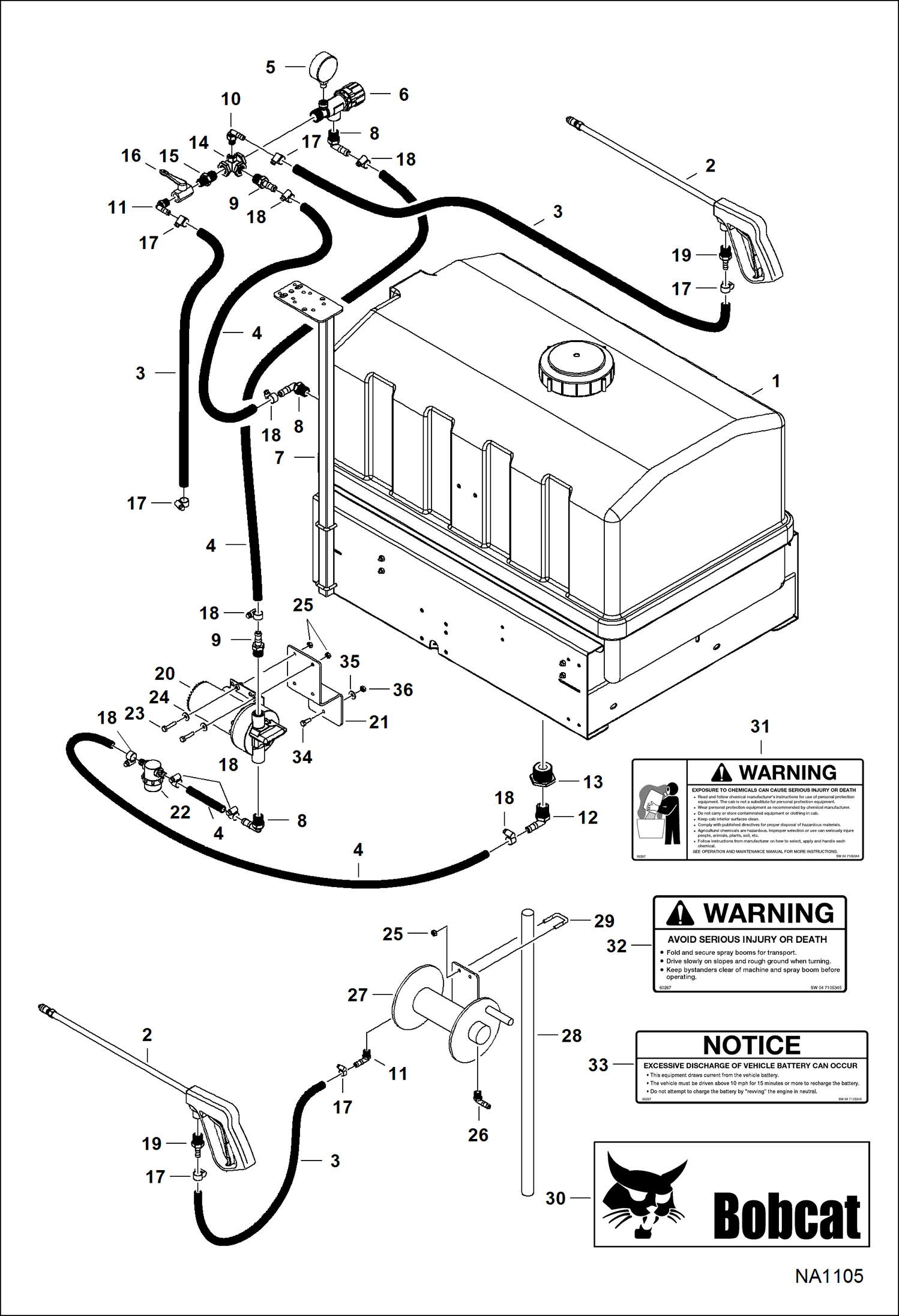 Схема запчастей Bobcat SPRAYER - SPRAYER (Plumbing) (40 gal A7W3) Loader