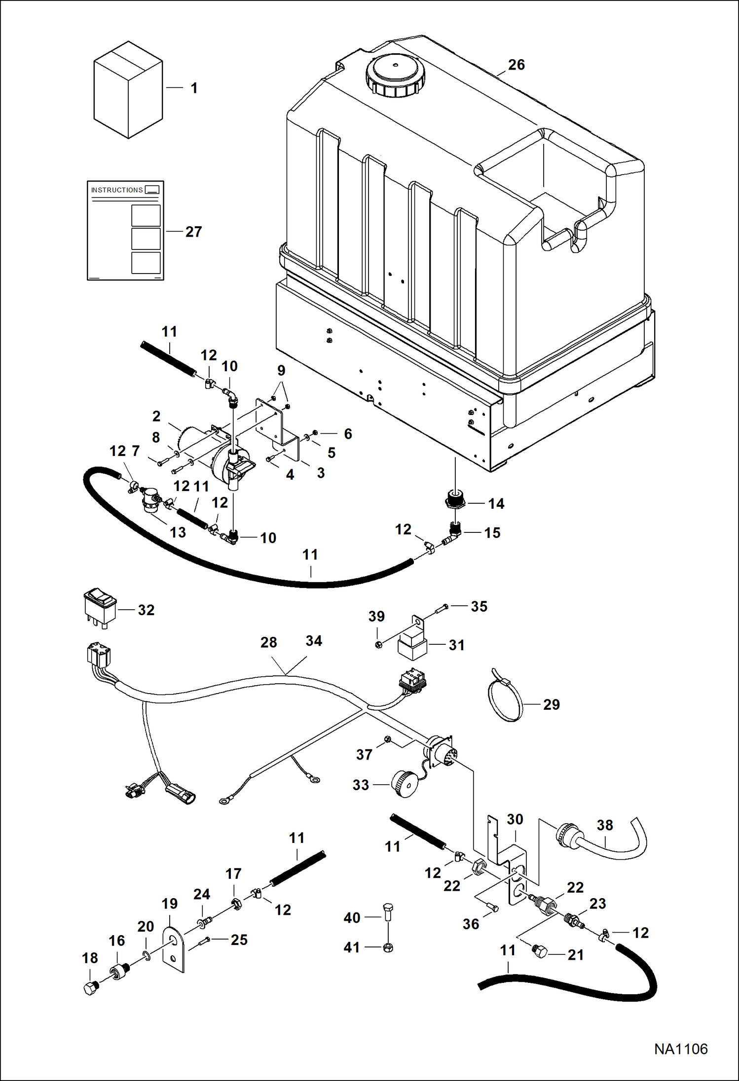 Схема запчастей Bobcat WATER KIT - WATER KIT 80 GALLON Plumbing & Electrical For 5600 Series Toolcat Loader