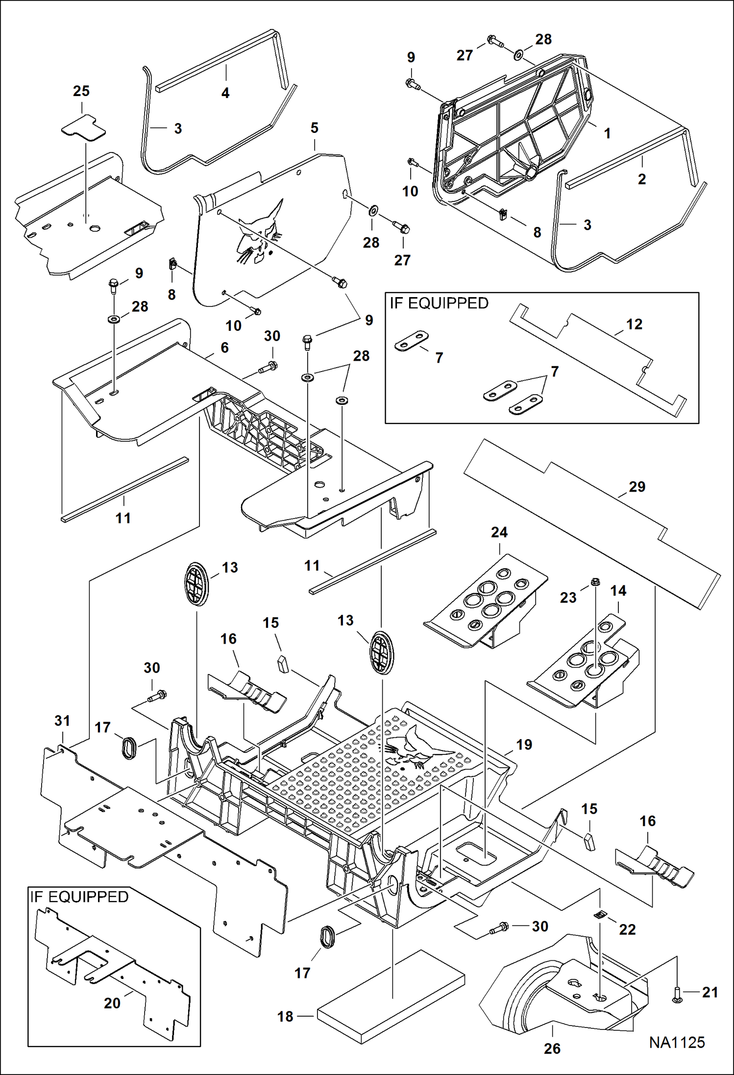 Схема запчастей Bobcat S-Series - PANELS (Floor Pan) (Selectable Joystick Controls) (S/N A3NT11001 - 12369, A3NU11001 - 11111) MAIN FRAME