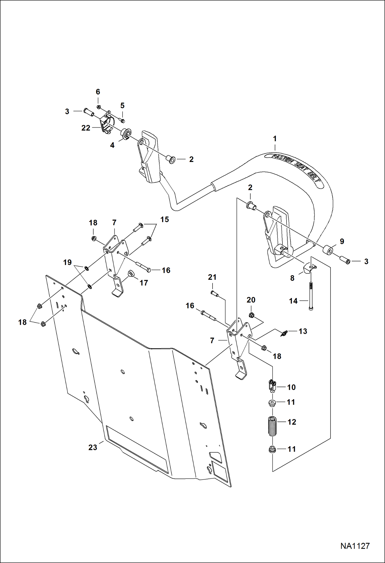 Схема запчастей Bobcat A-Series - SEAT BAR MAIN FRAME