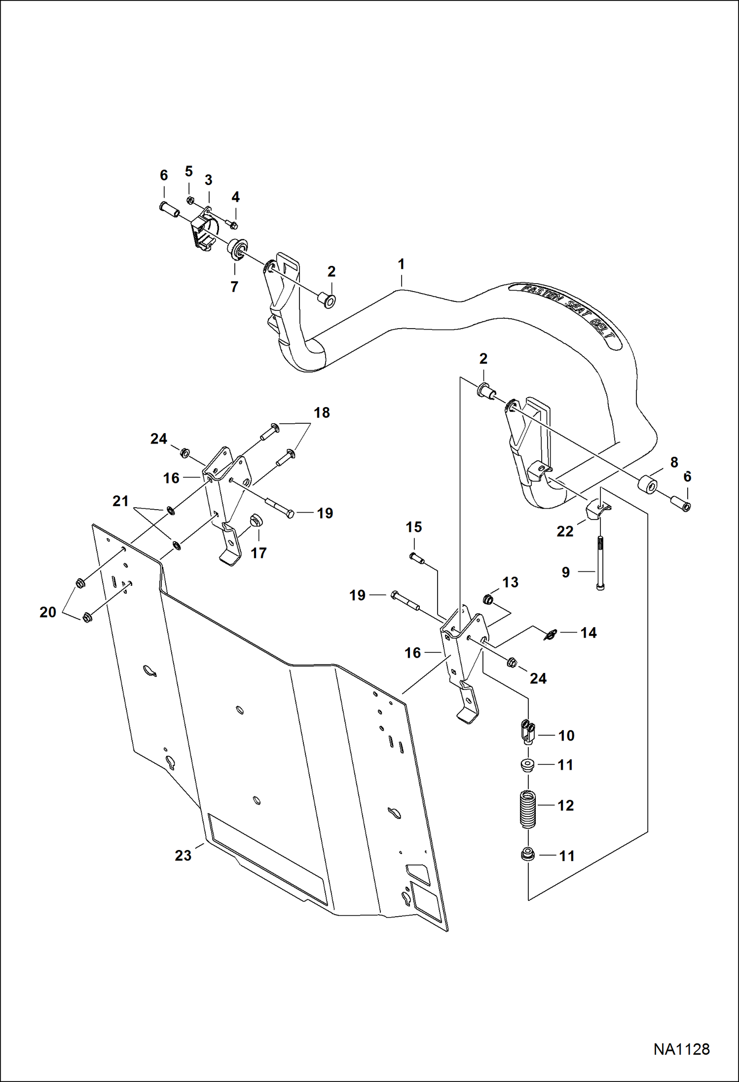 Схема запчастей Bobcat S-Series - SEAT BAR (Manual Controls) MAIN FRAME