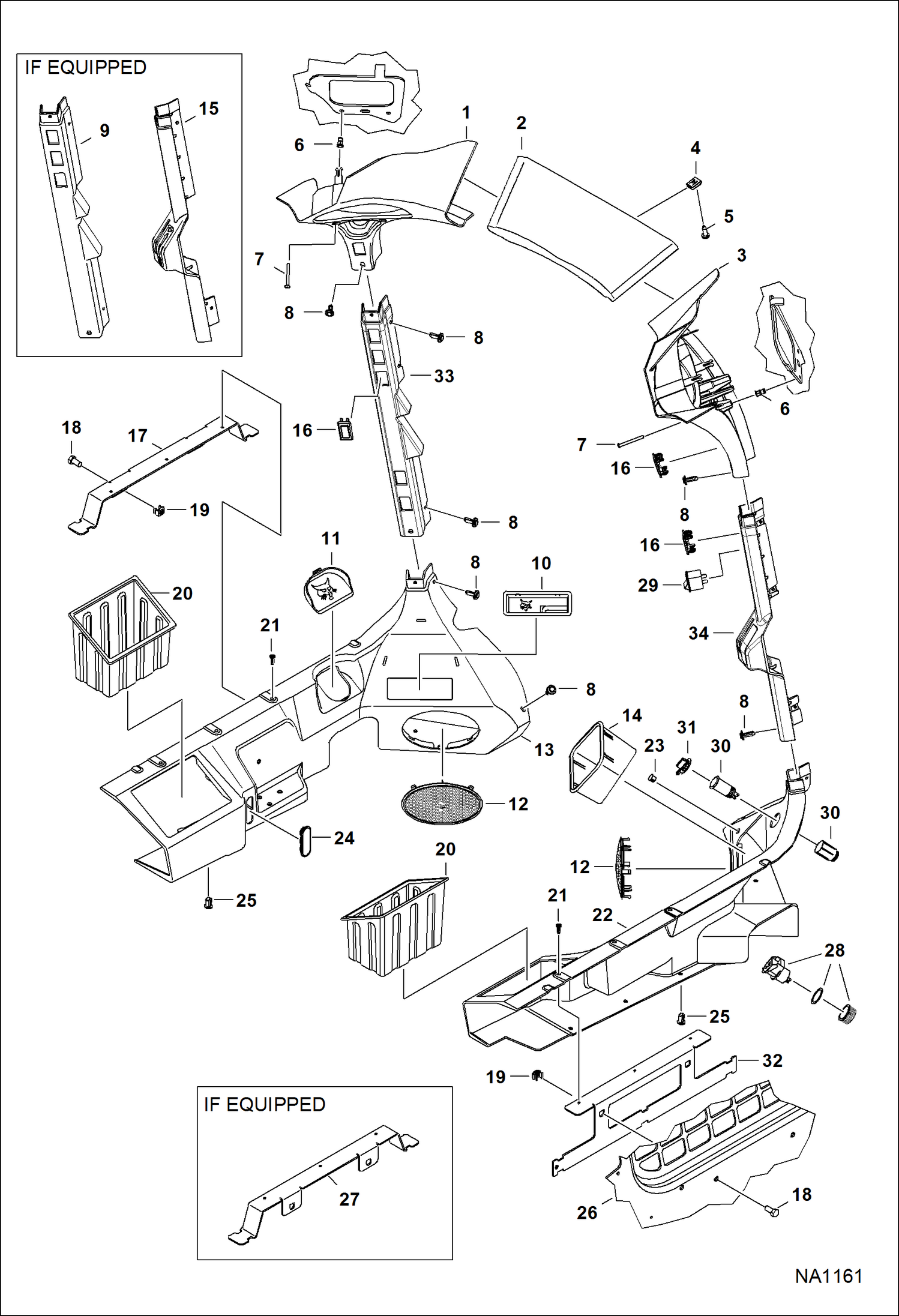 Схема запчастей Bobcat S-Series - OPERATOR CAB (Cab Interior) (Deluxe) MAIN FRAME