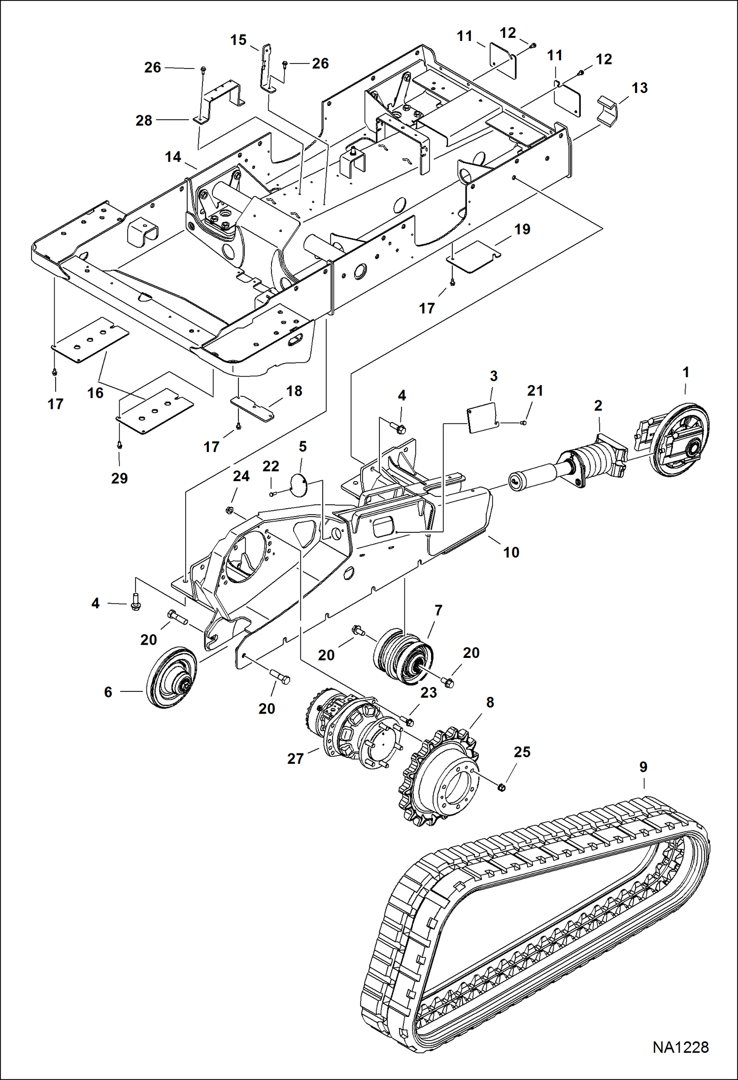 Схема запчастей Bobcat T-Series - DRIVE TRAIN (Solid Mount) (S/N A7PU11001 - 13475 & 13506) DRIVE TRAIN