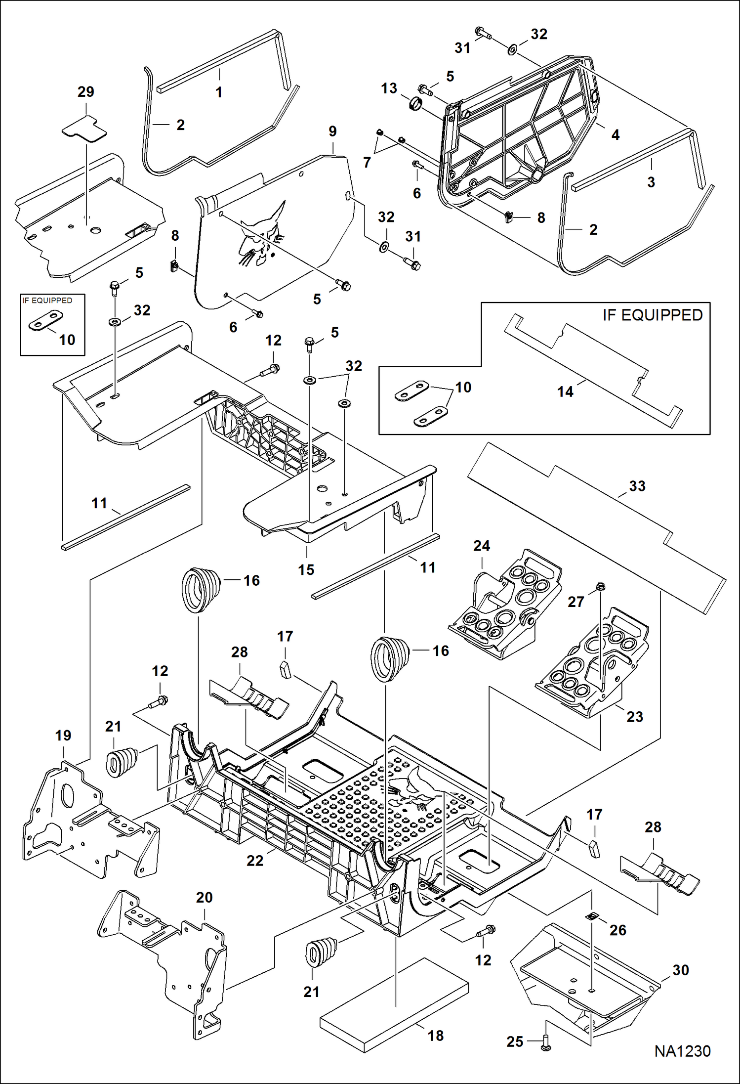 Схема запчастей Bobcat T-Series - PANELS (Floor Pan) (Manual Controls, AHC & ACS) (S/N A7PU11001 - 11663) MAIN FRAME