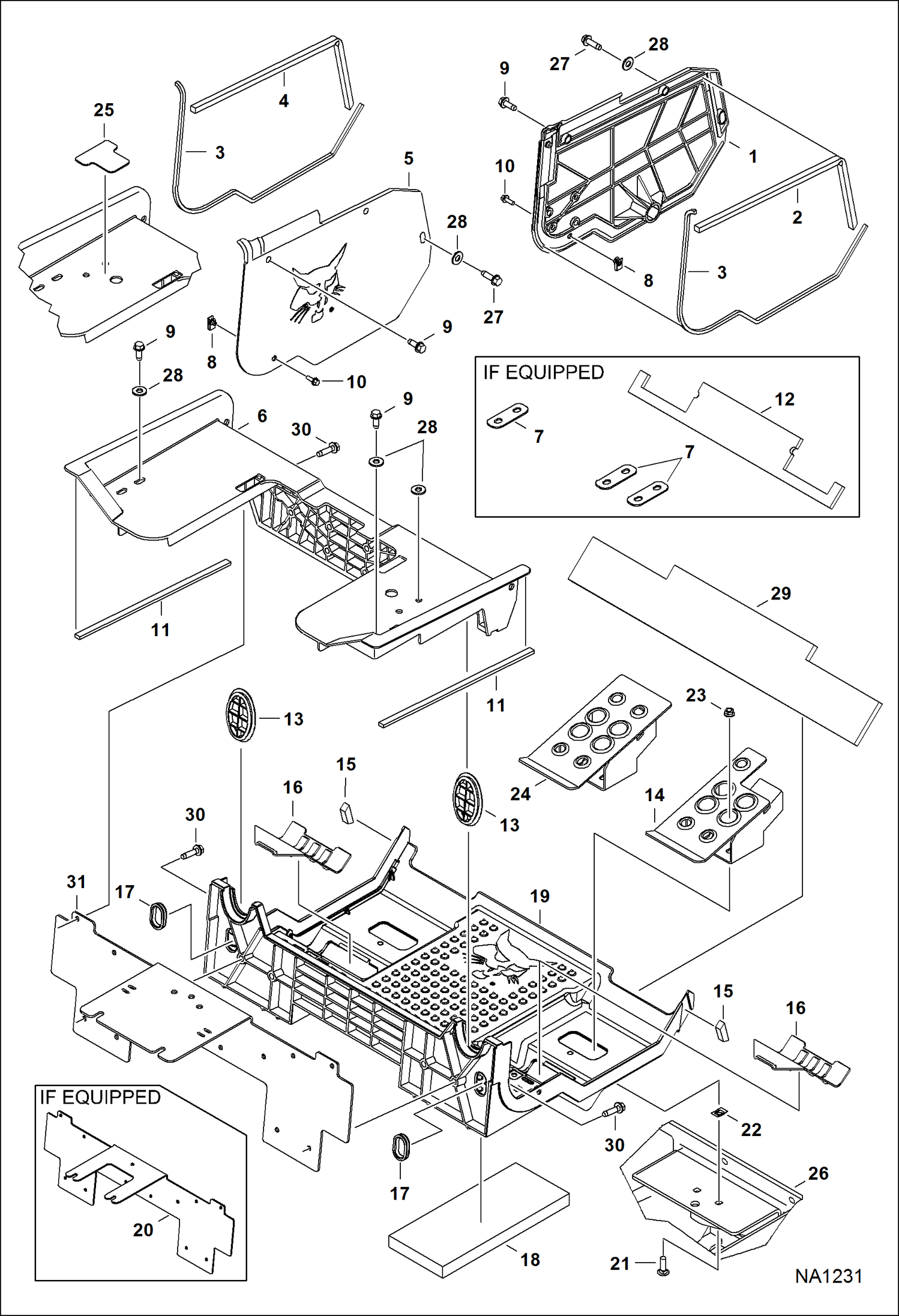 Схема запчастей Bobcat T-Series - PANELS (Floor Pan) (Selectable Joystick Controls) (S/N A7PU11001 - 11663) MAIN FRAME