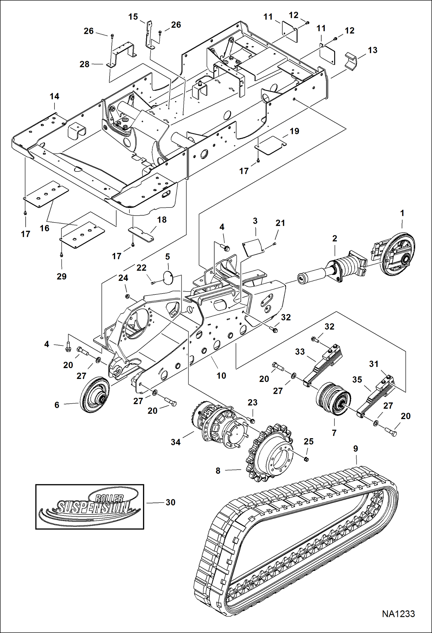 Схема запчастей Bobcat T-Series - DRIVE TRAIN (Suspension) (S/N A7PU11001 - 13475 & 13506) DRIVE TRAIN