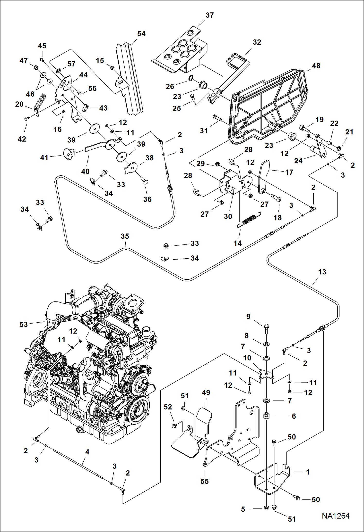 Схема запчастей Bobcat S-Series - ENGINE SPEED CONTROL (SJC) (S/N A3NT11001 - 11888, A3NU11001 - 11023) POWER UNIT