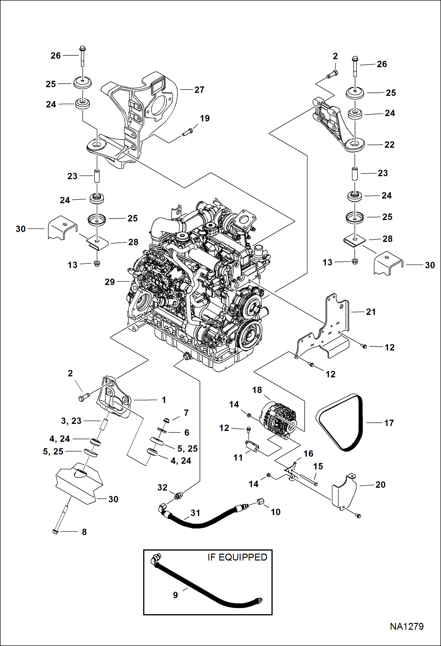 Схема запчастей Bobcat S-Series - ENGINE & ATTACHING PARTS (Engine Mounts) POWER UNIT