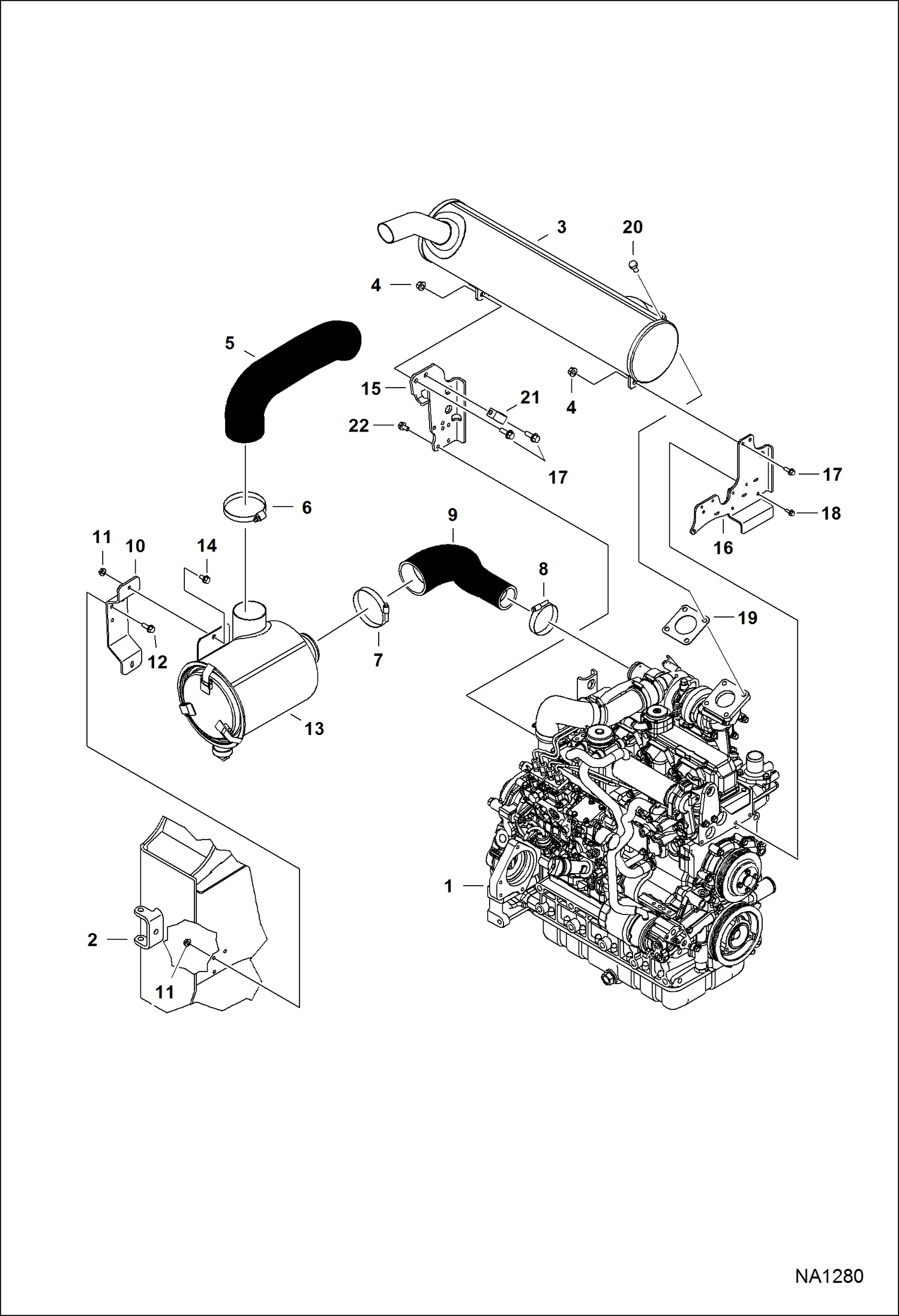 Схема запчастей Bobcat S-Series - ENGINE & ATTACHING PARTS (Air Cleaner & Muffler) POWER UNIT