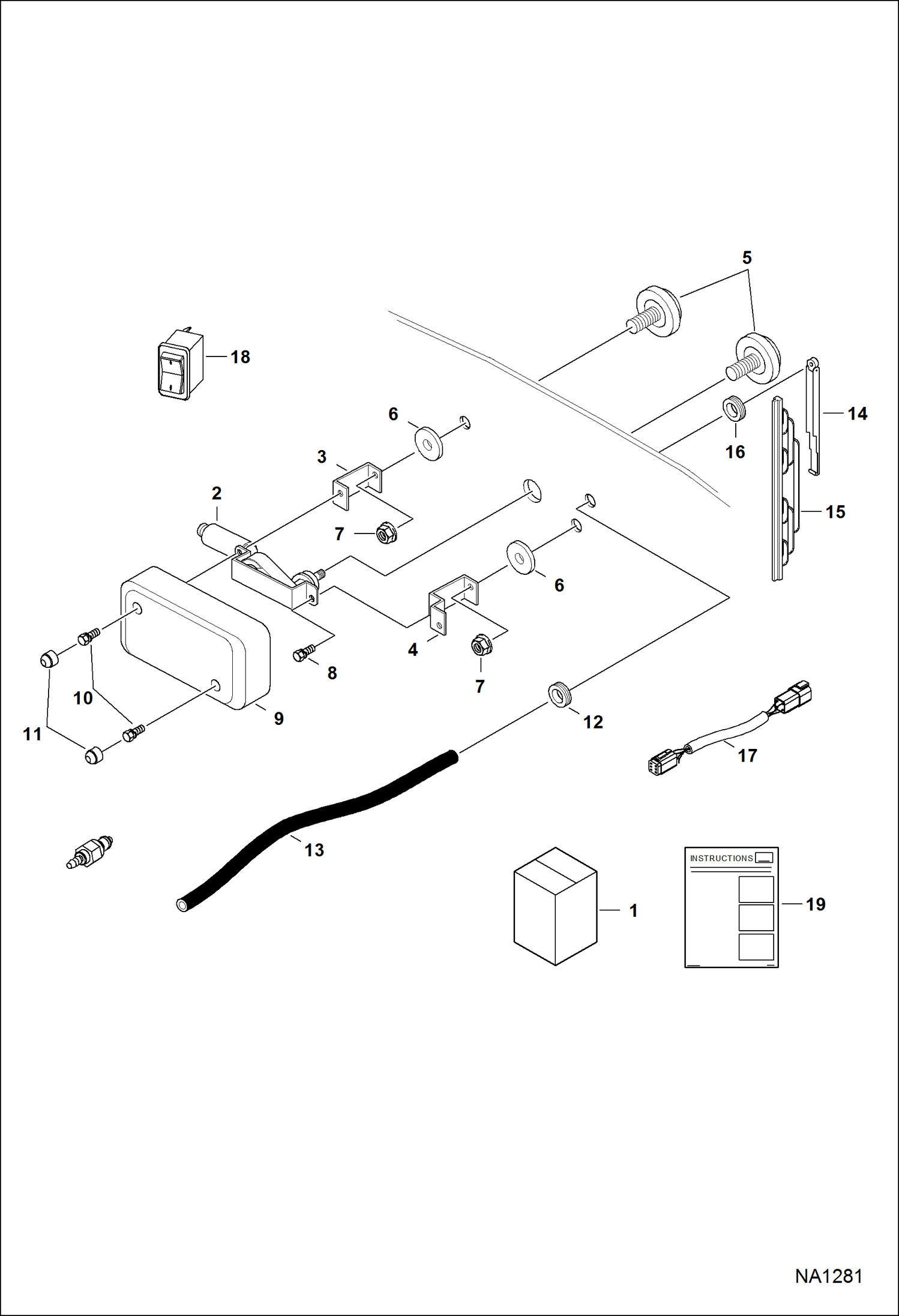 Схема запчастей Bobcat CT335 - REAR WIPER KIT ACCESSORIES & OPTIONS