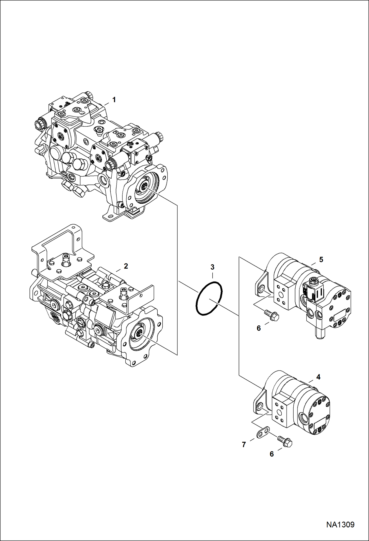 Схема запчастей Bobcat S-Series - HYDROSTATIC PUMP/GEAR PUMP (Identification) HYDROSTATIC SYSTEM