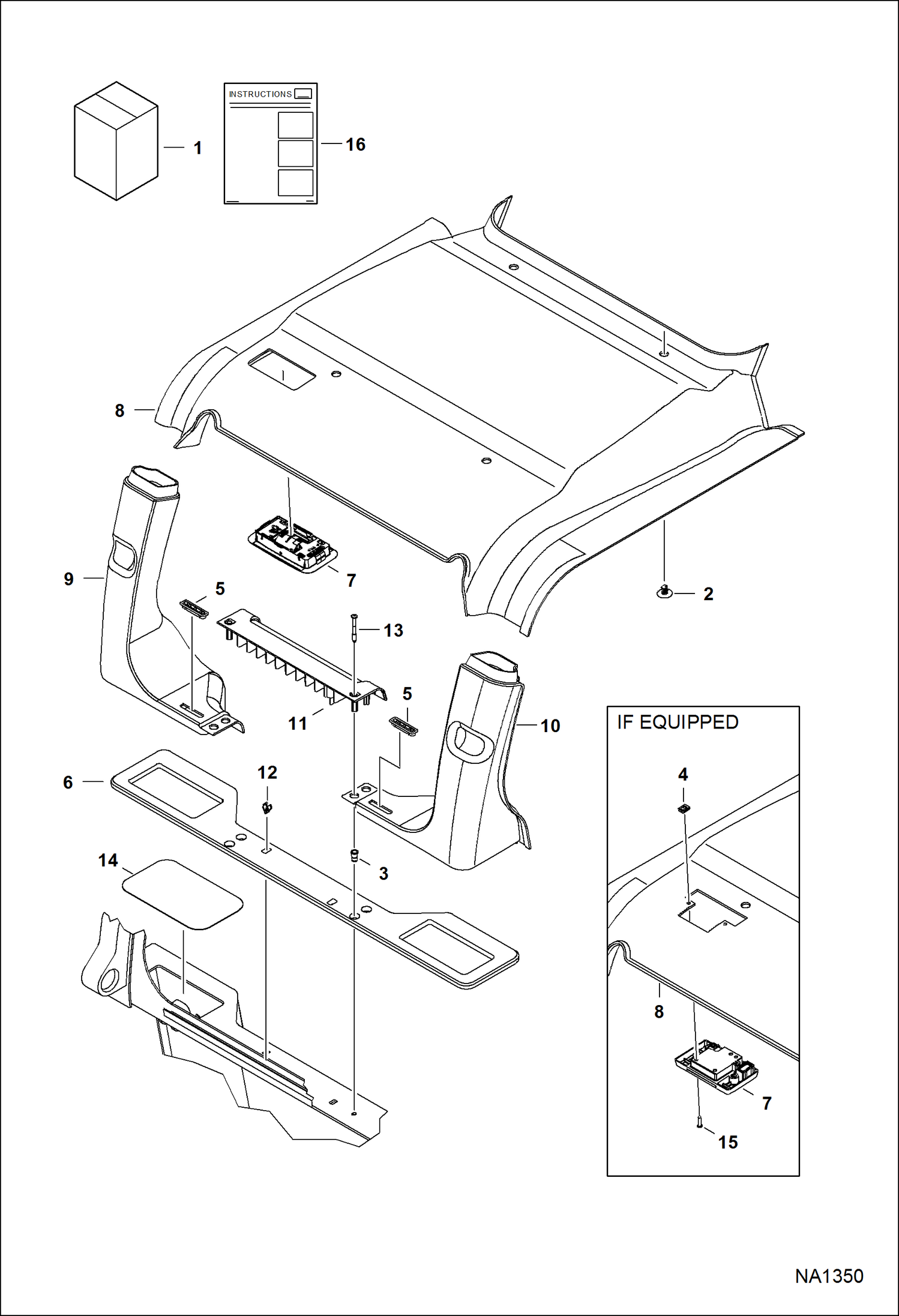 Схема запчастей Bobcat A-Series - DELUXE HEADLINER KIT ACCESSORIES & OPTIONS