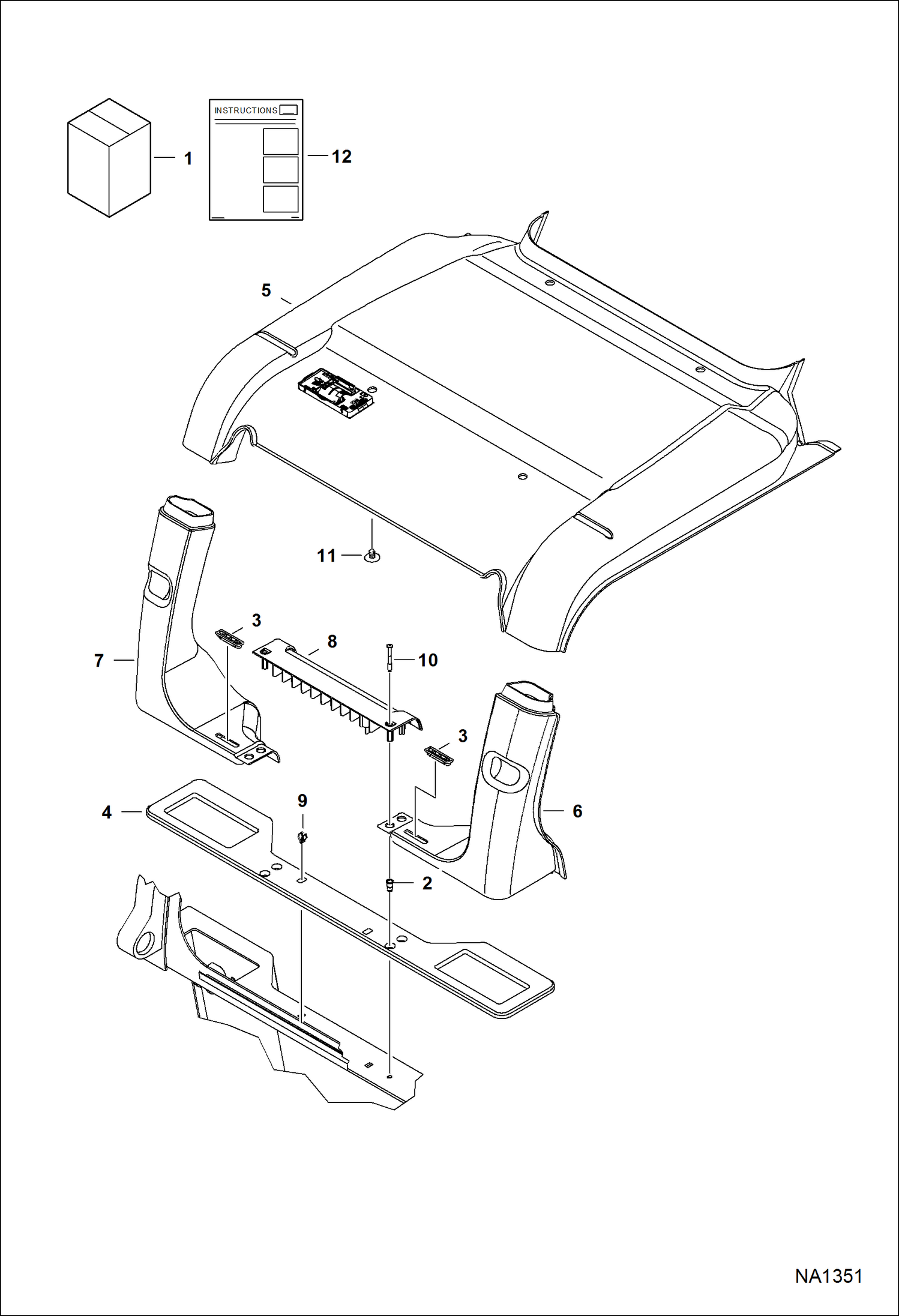 Схема запчастей Bobcat A-Series - HEATER & A/C (HVAC Headliner Kit) ACCESSORIES & OPTIONS