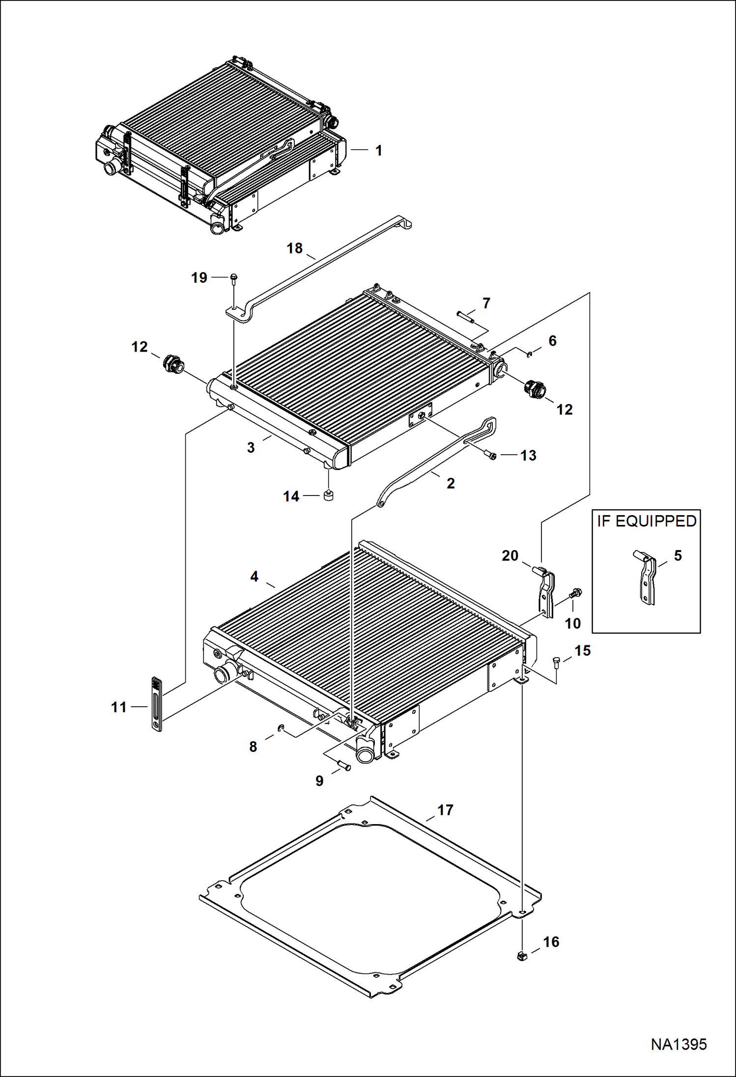 Схема запчастей Bobcat S-Series - RADIATOR/COOLER ASSEMBLY (Bolt Mounted Radiator) HYDROSTATIC SYSTEM