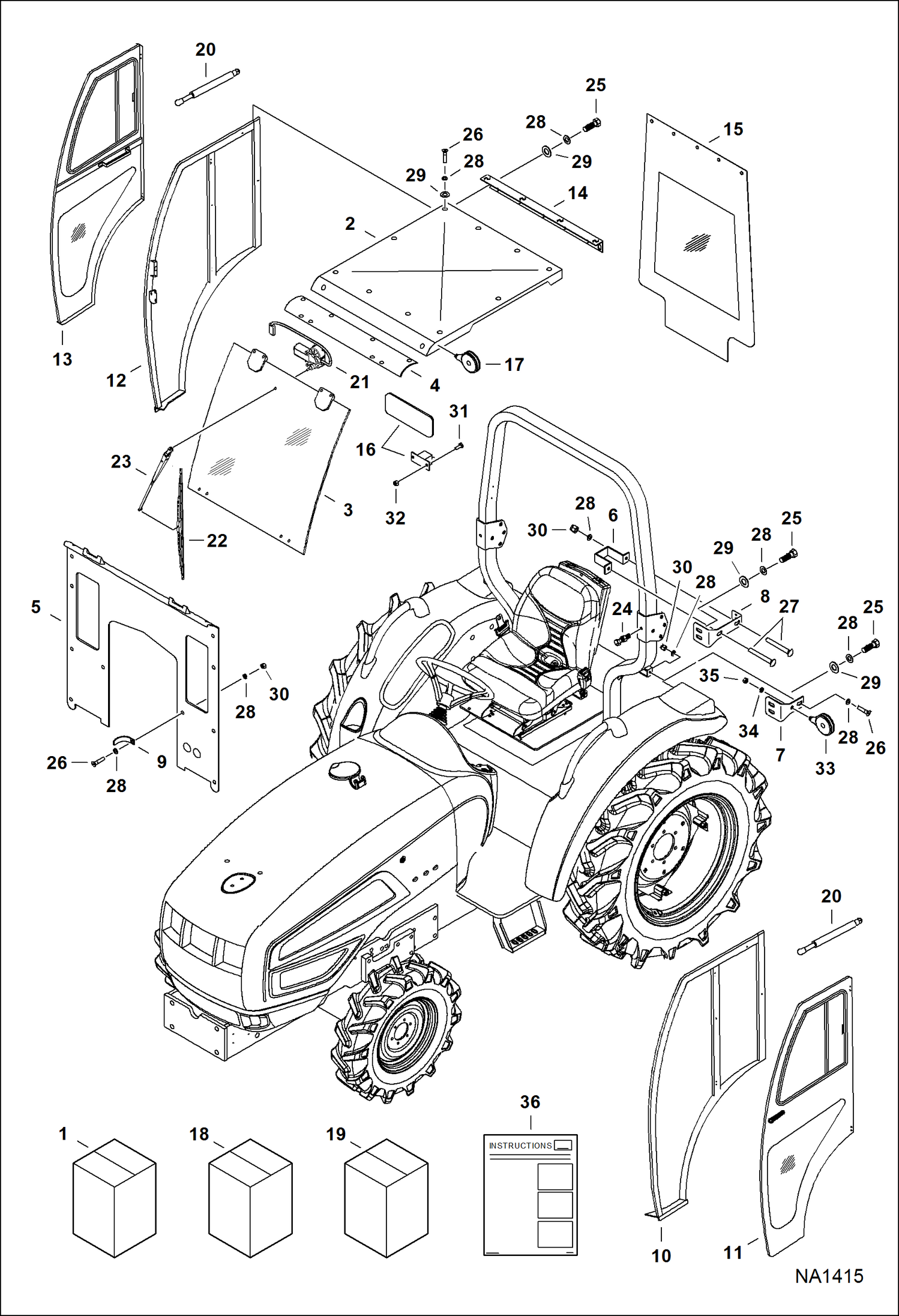 Схема запчастей Bobcat CT225 - CAB KIT (W/Single Rear Window) ACCESSORIES & OPTIONS