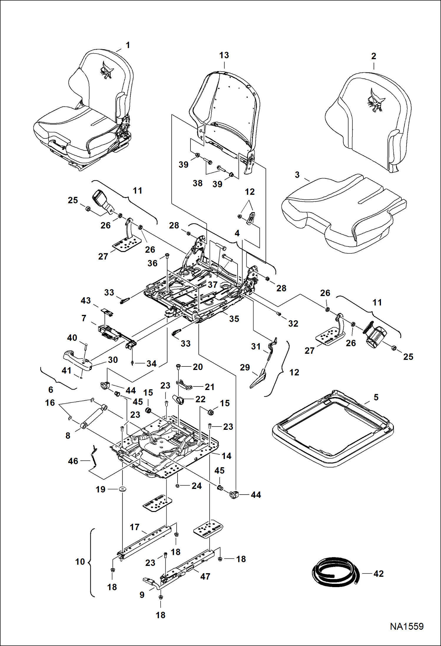 Схема запчастей Bobcat S-Series - SEAT (Suspension) (80 mm) ACCESSORIES & OPTIONS