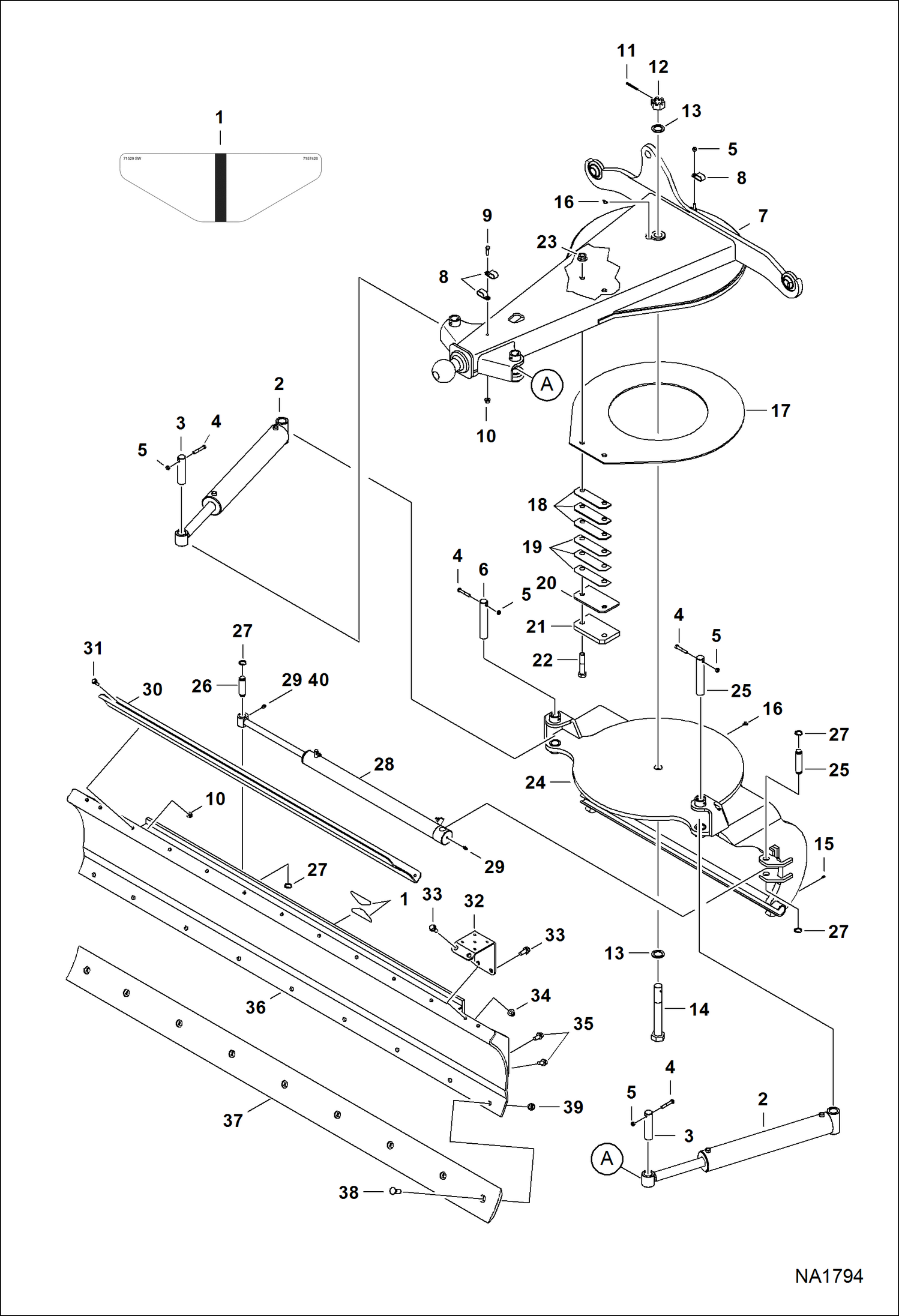 Схема запчастей Bobcat GRADER - GRADER HD (Blade & Frames) (96 ACW9) (108 AJ2E) Loader