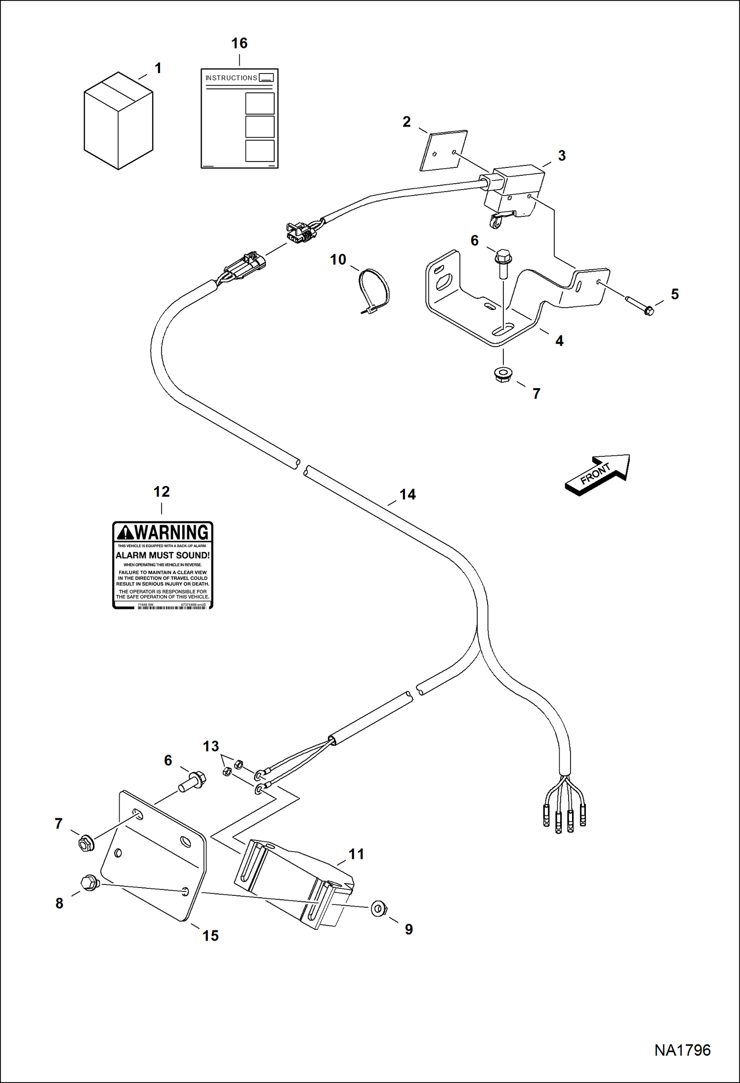 Схема запчастей Bobcat CT335 - BACKUP ALARM KIT ACCESSORIES & OPTIONS