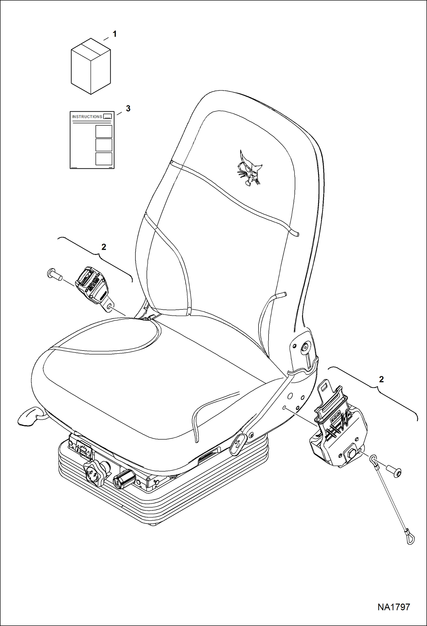 Схема запчастей Bobcat E25 - SEAT BELT KIT (3 Inch)(Suspension Seat) ACCESSORIES & OPTIONS