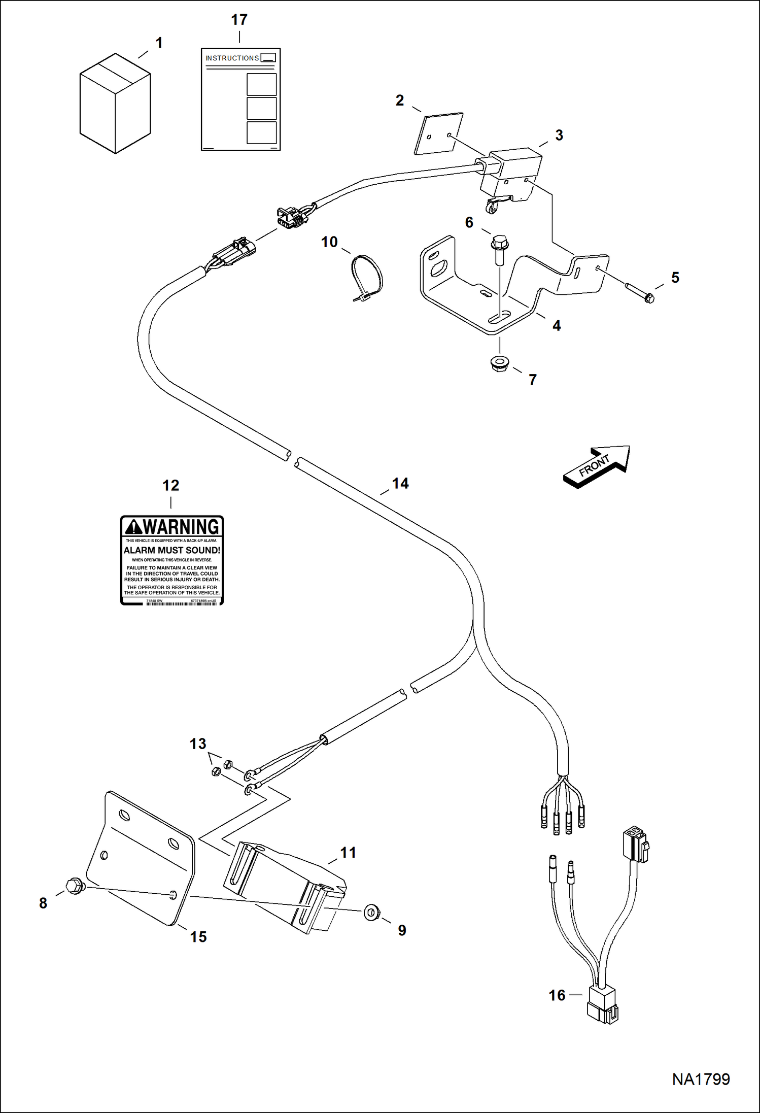 Схема запчастей Bobcat CT335 - BACKUP ALARM KIT ACCESSORIES & OPTIONS