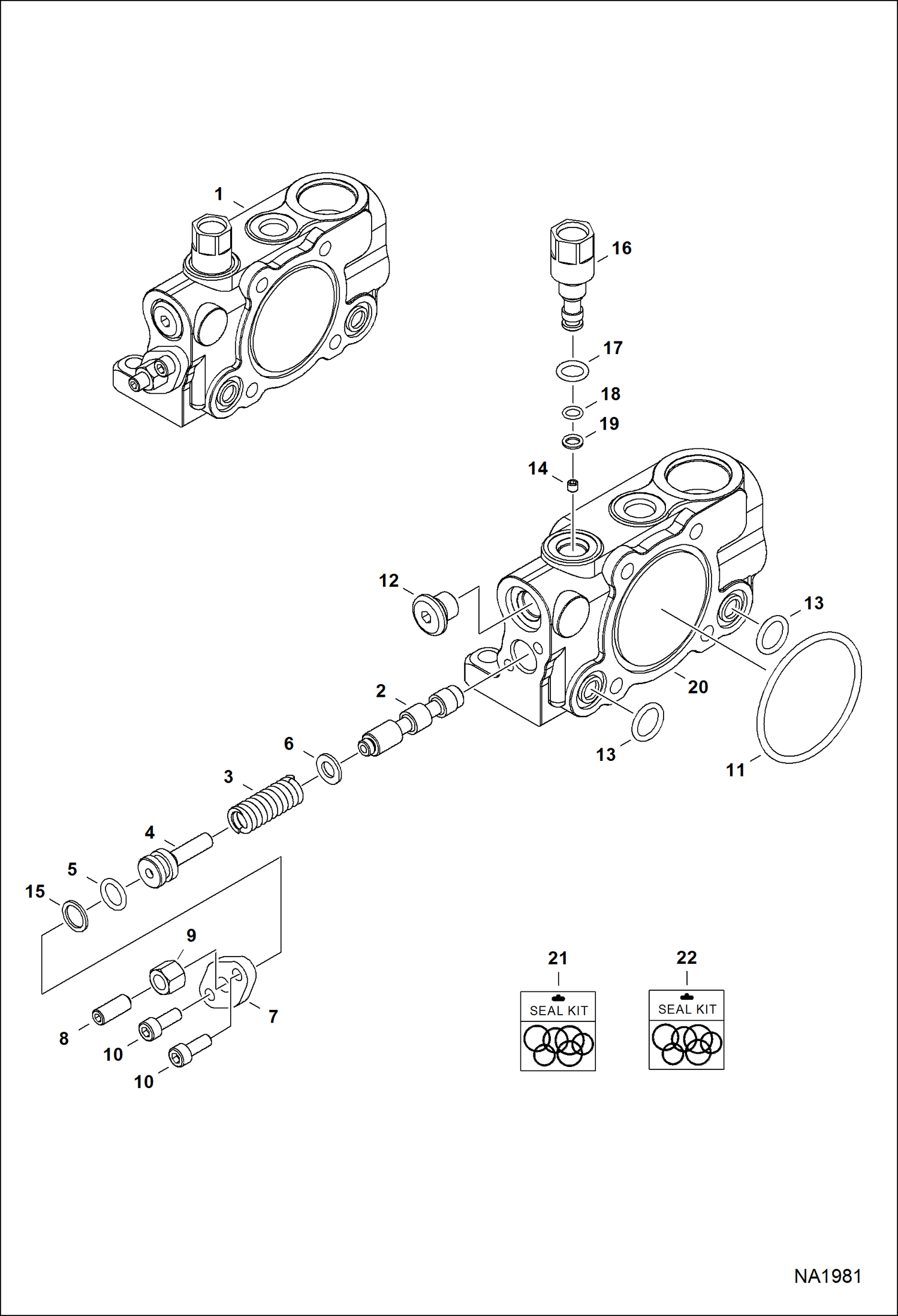 Схема запчастей Bobcat E32 - HYDRAULIC CONTROL VALVE (Inlet Section) HYDRAULIC SYSTEM