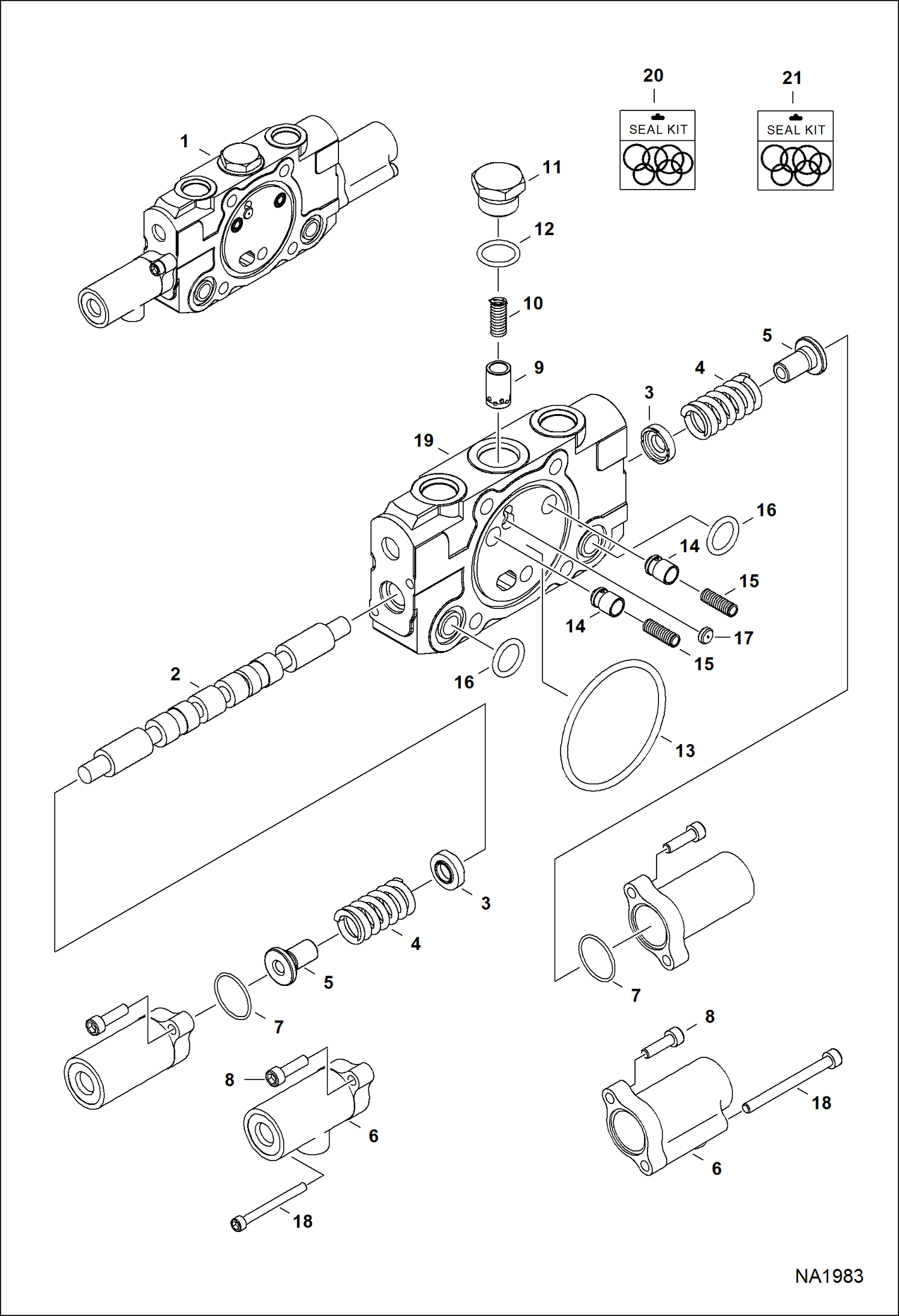 Схема запчастей Bobcat E32 - HYDRAULIC CONTROL VALVE (Slew Section) HYDRAULIC SYSTEM