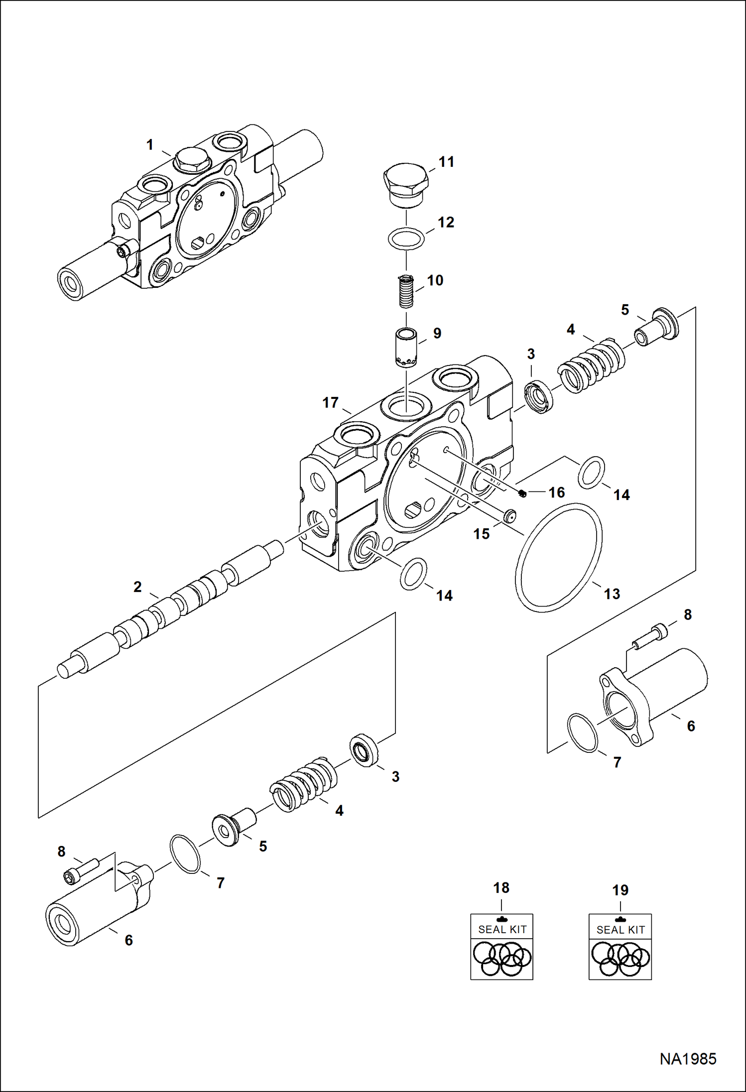 Схема запчастей Bobcat E32 - HYDRAULIC CONTROL VALVE (LH Travel Section) HYDRAULIC SYSTEM