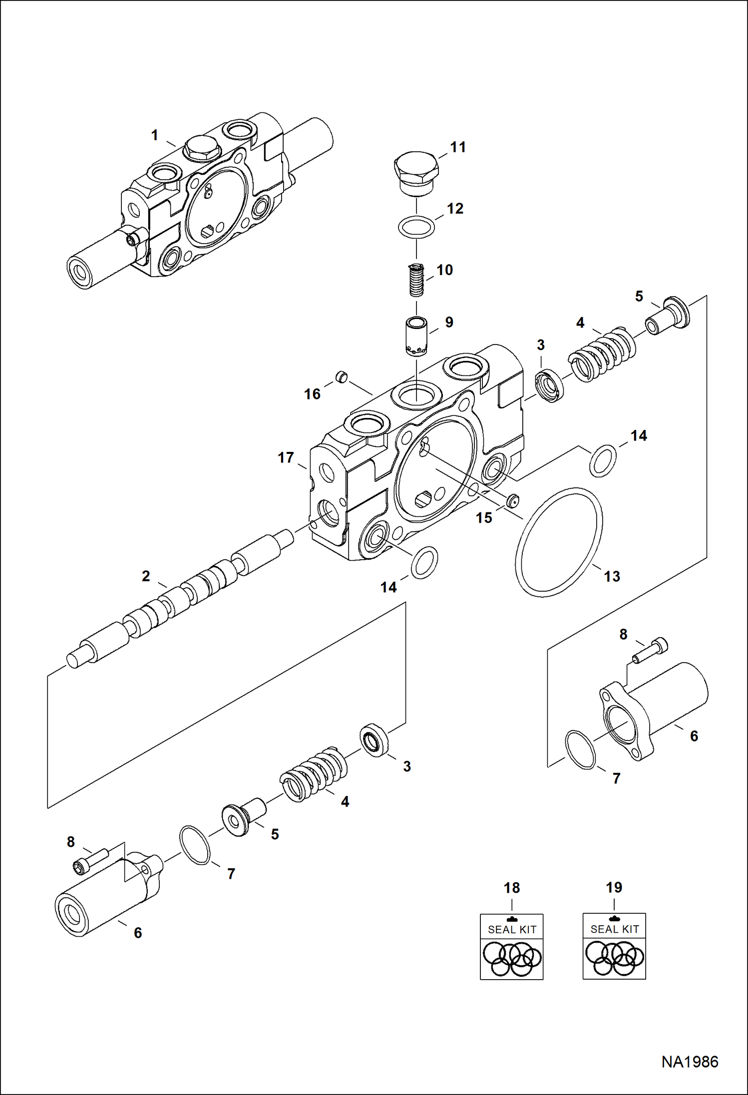 Схема запчастей Bobcat E32 - HYDRAULIC CONTROL VALVE (RH Travel Section) HYDRAULIC SYSTEM