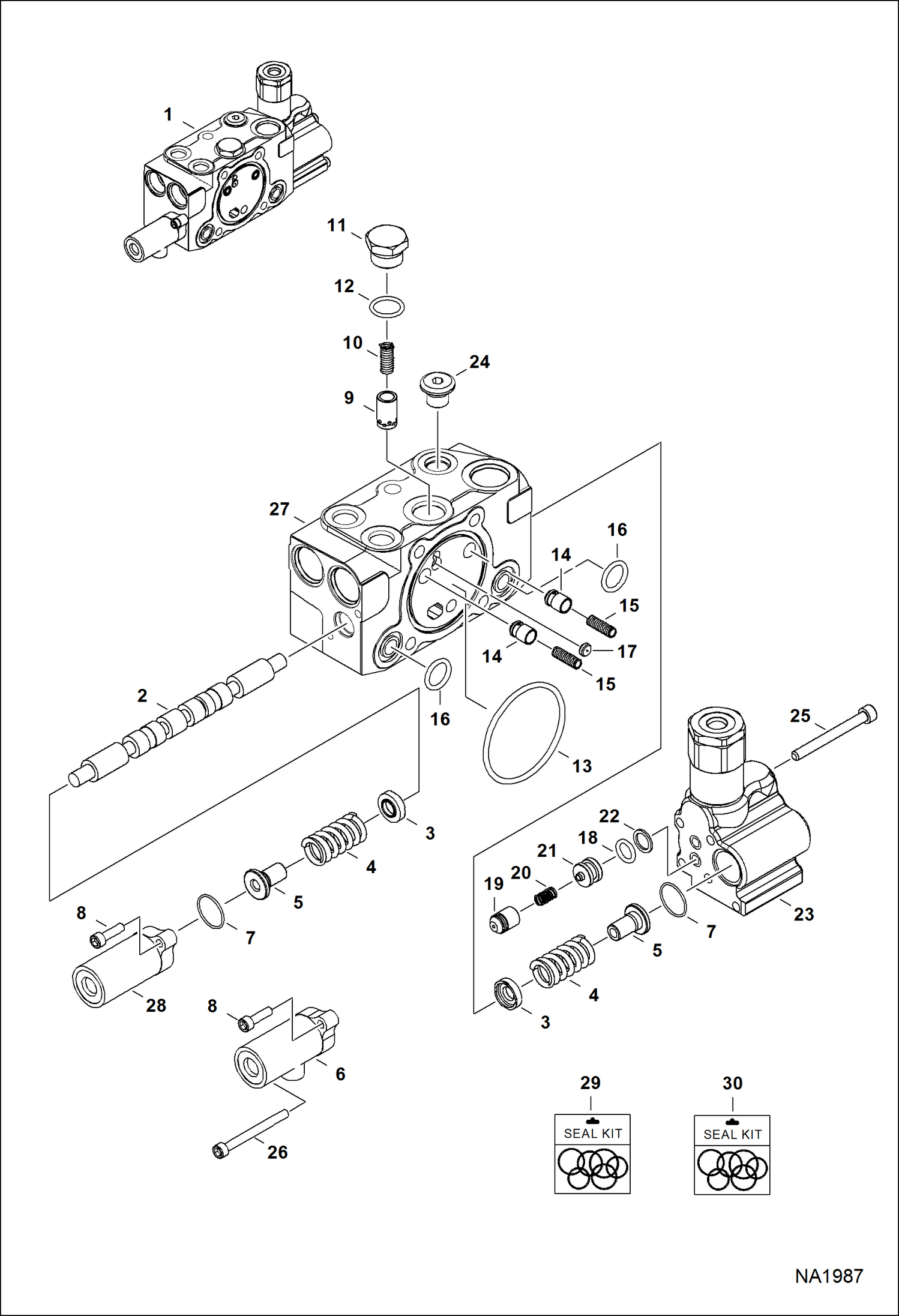 Схема запчастей Bobcat E32 - HYDRAULIC CONTROL VALVE (Boom Section) HYDRAULIC SYSTEM