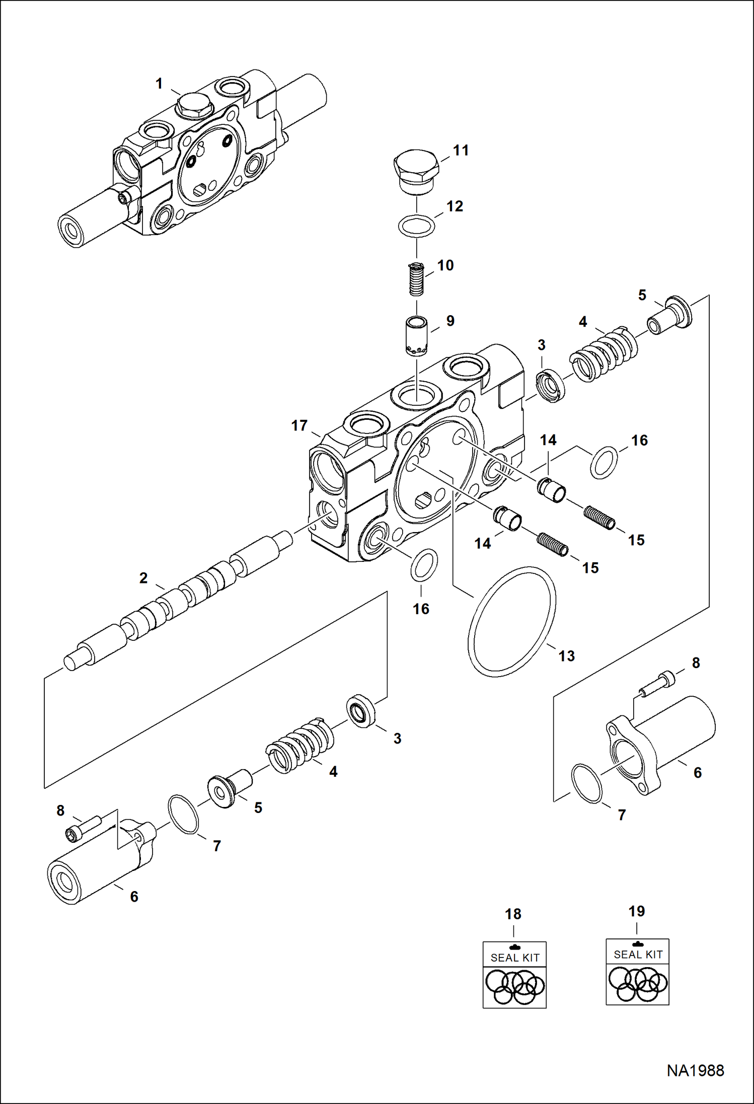 Схема запчастей Bobcat E32 - HYDRAULIC CONTROL VALVE (Bucket Section) HYDRAULIC SYSTEM