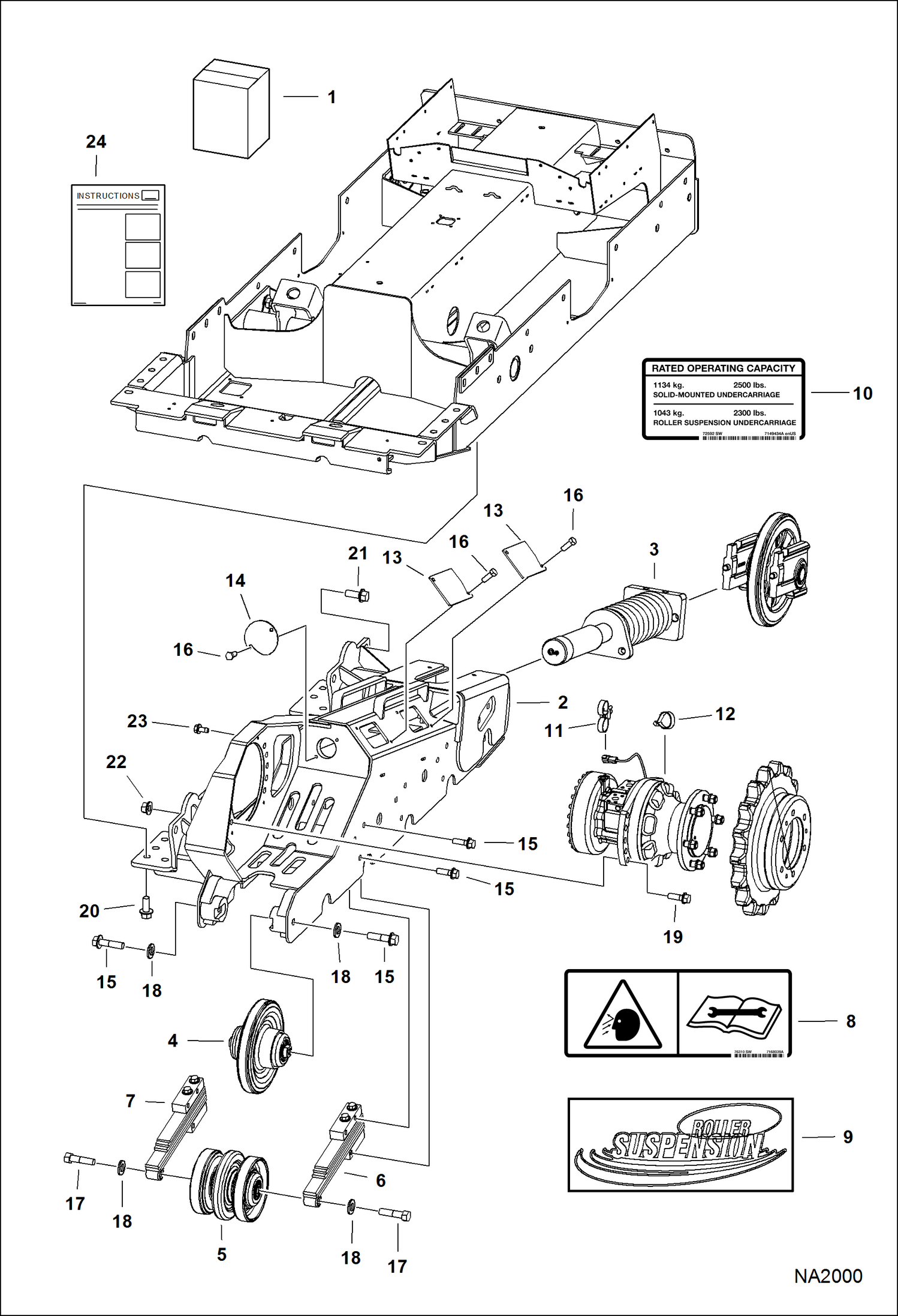 Схема запчастей Bobcat T-Series - ROLLER SUSPENSION KIT ACCESSORIES & OPTIONS