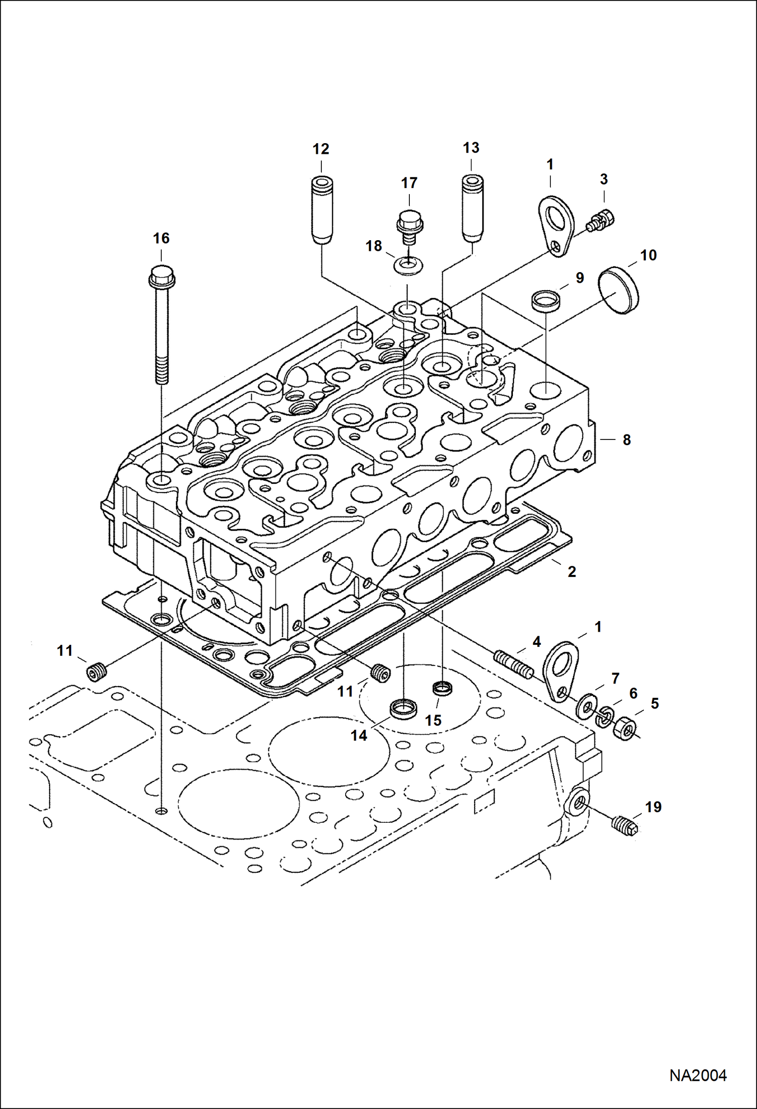 Схема запчастей Bobcat E32 - CYLINDER HEAD POWER UNIT