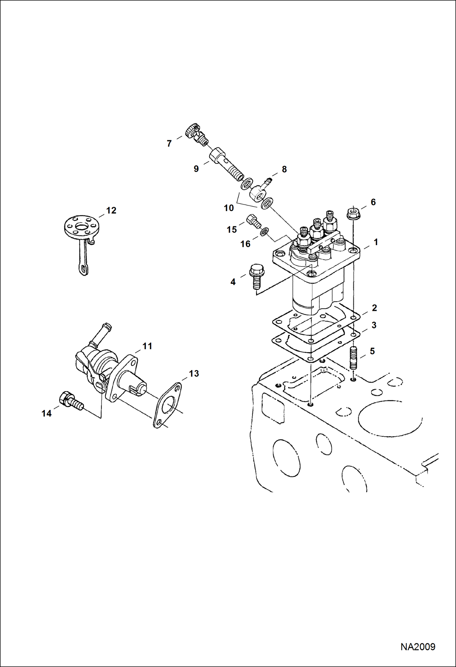 Схема запчастей Bobcat E32 - INJECTION PUMP POWER UNIT