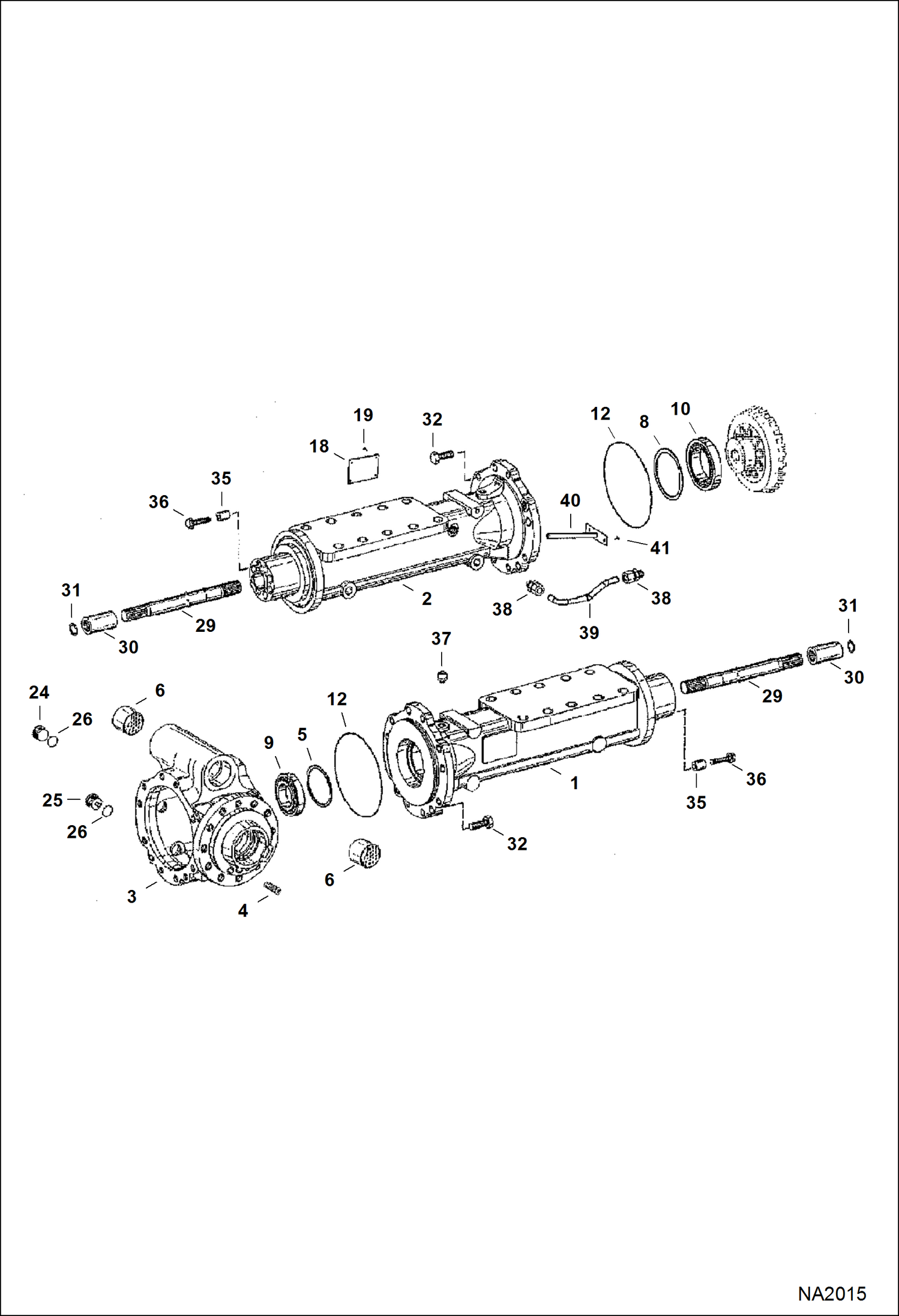 Схема запчастей Bobcat WL350 - AXLE HOUSING & BEARINGS DRIVE TRAIN