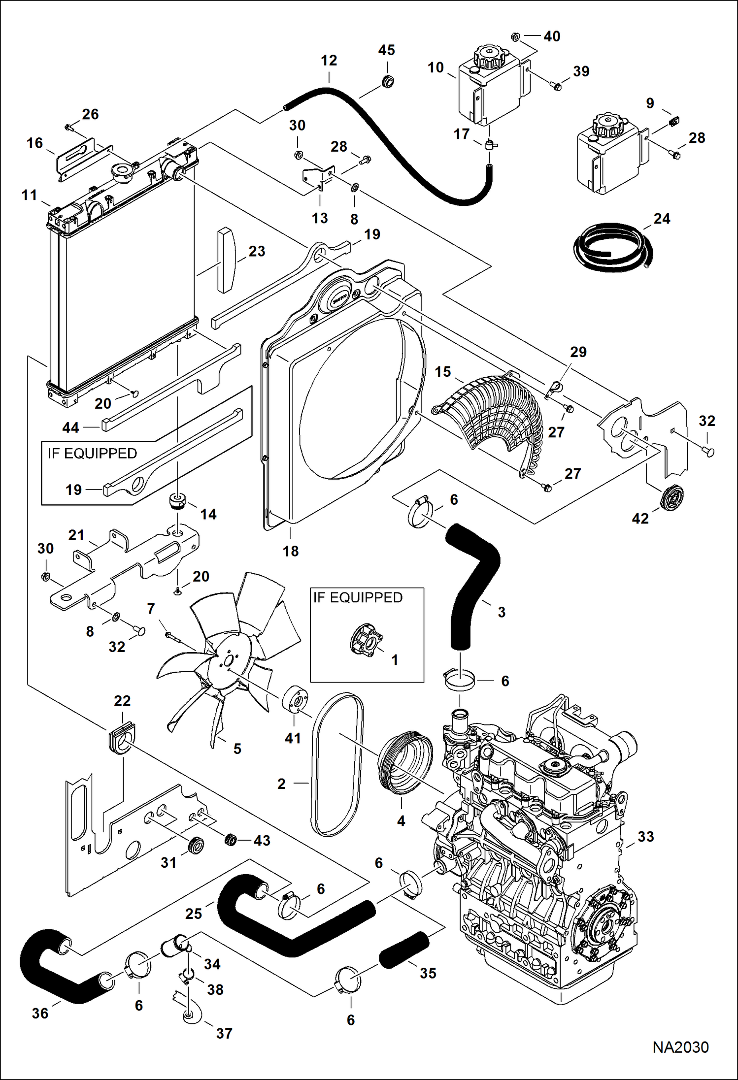 Схема запчастей Bobcat E32 - ENGINE & ATTACHING PARTS (Radiator Water Exchanger) POWER UNIT