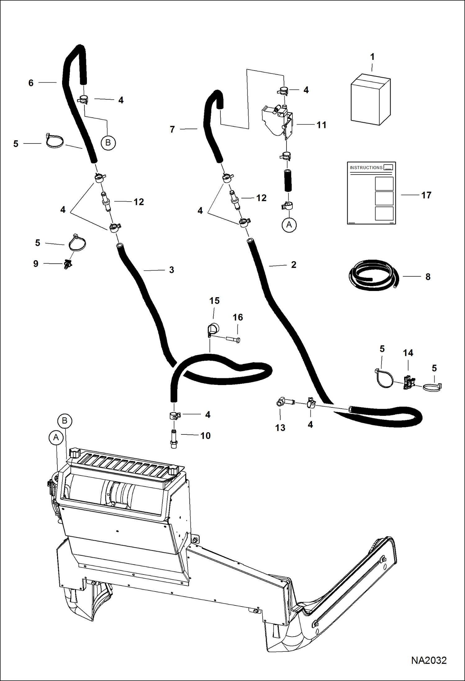 Схема запчастей Bobcat A-Series - HEATER & A/C (Heater Plumbing Kit) ACCESSORIES & OPTIONS