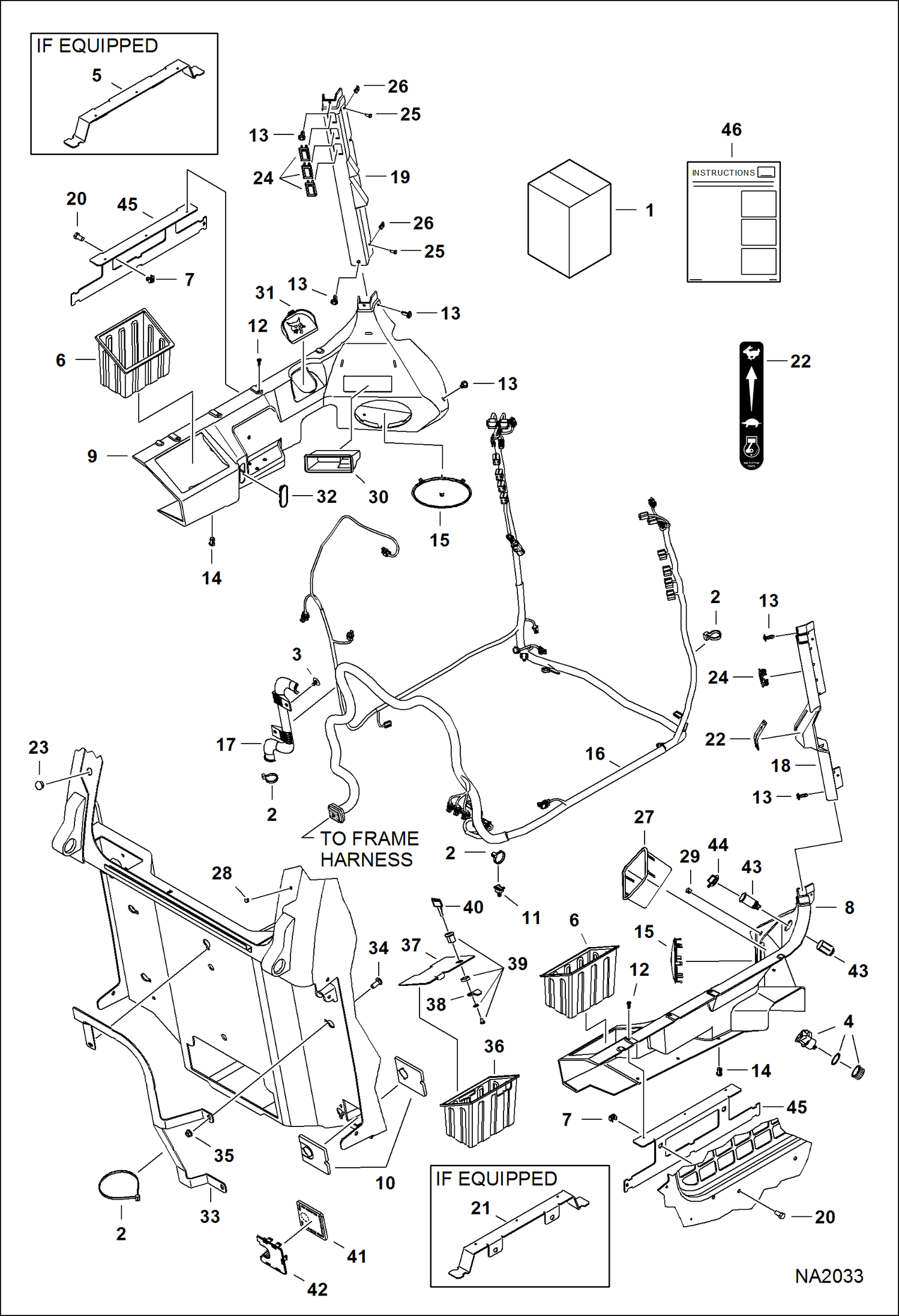 Схема запчастей Bobcat S-Series - DELUXE INTERIOR KIT (1-Connector Harness) (A3NT11001 - 12369, A3NU11001 - 11111) ACCESSORIES & OPTIONS